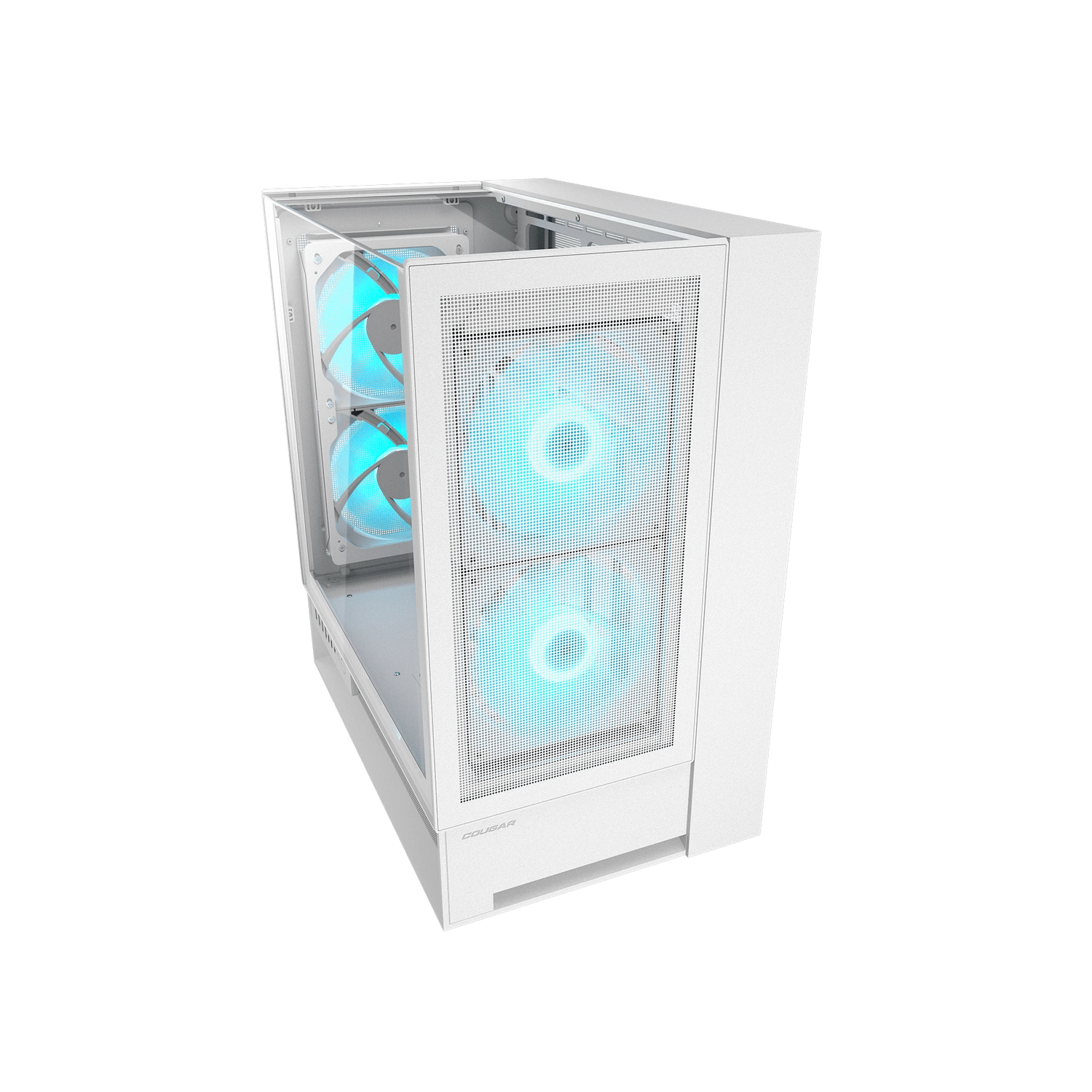 Cougar OmnyX RGB Mid Tower ATX Computer Case, Tempered Glass Side Panel, 4 x 160mm ARGB Fans Pre-Installed, White