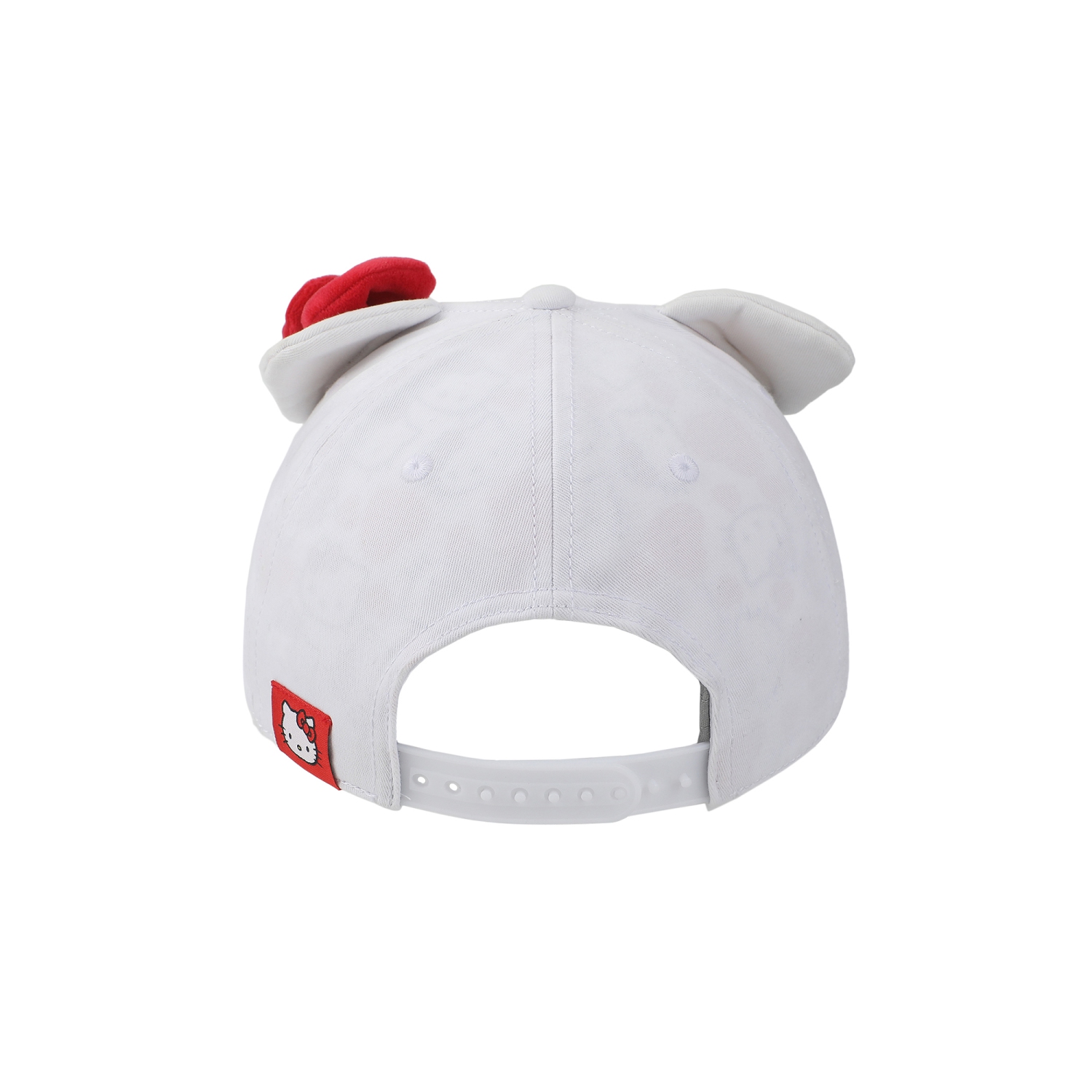 Casquette ajustable traditionnelle blanche Hello Kitty 3D avec boucle et oreilles pour femmes