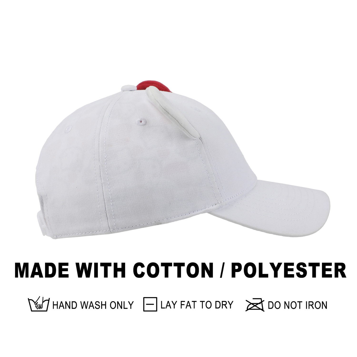 Casquette ajustable traditionnelle blanche Hello Kitty 3D avec boucle et oreilles pour femmes