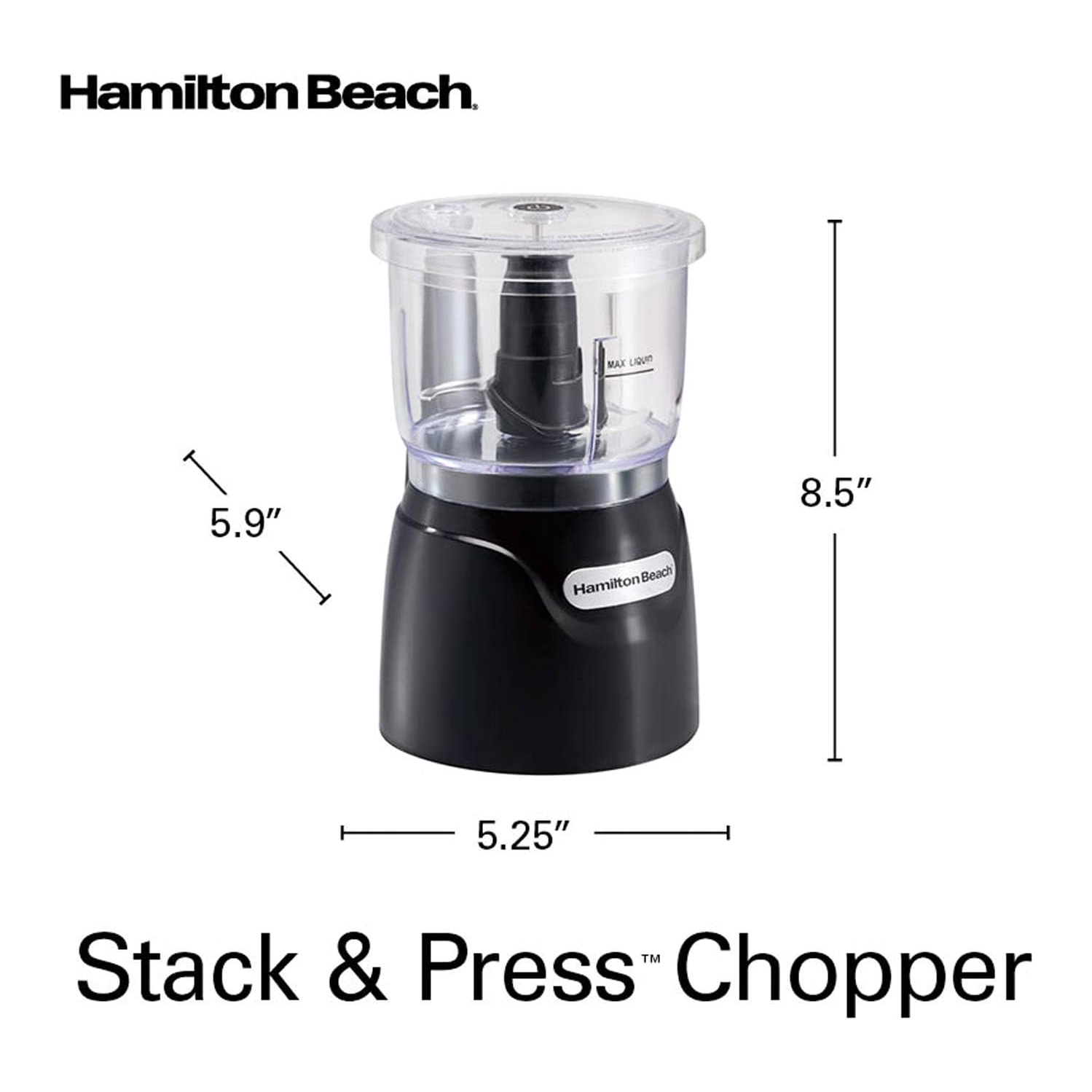Hachoir à légumes électrique de 72850&nbsp;g et mini robot culinaire de Hamilton Beach – 3&nbsp;tasses, 350&nbsp;W, noir
