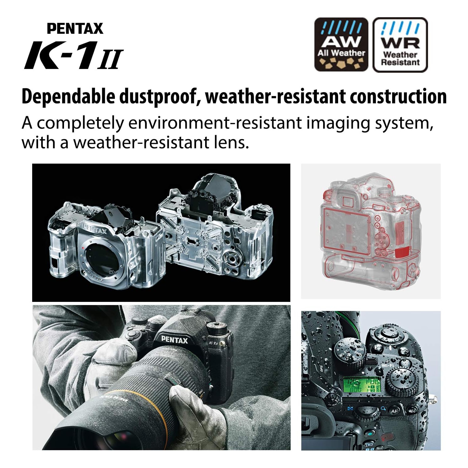 Pentax K-1 Mark II Full-Frame DSLR Camera Body 36.4MP 5-Axis Shake Reduction II Pixel Shift Wi-Fi GPS – Open Box