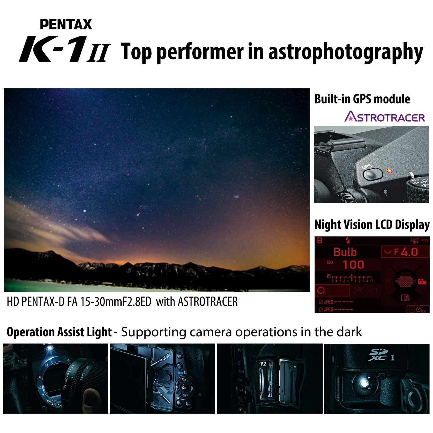 Pentax K-1 Mark II Full-Frame DSLR Camera Body 36.4MP 5-Axis Shake Reduction II Pixel Shift Wi-Fi GPS – Open Box