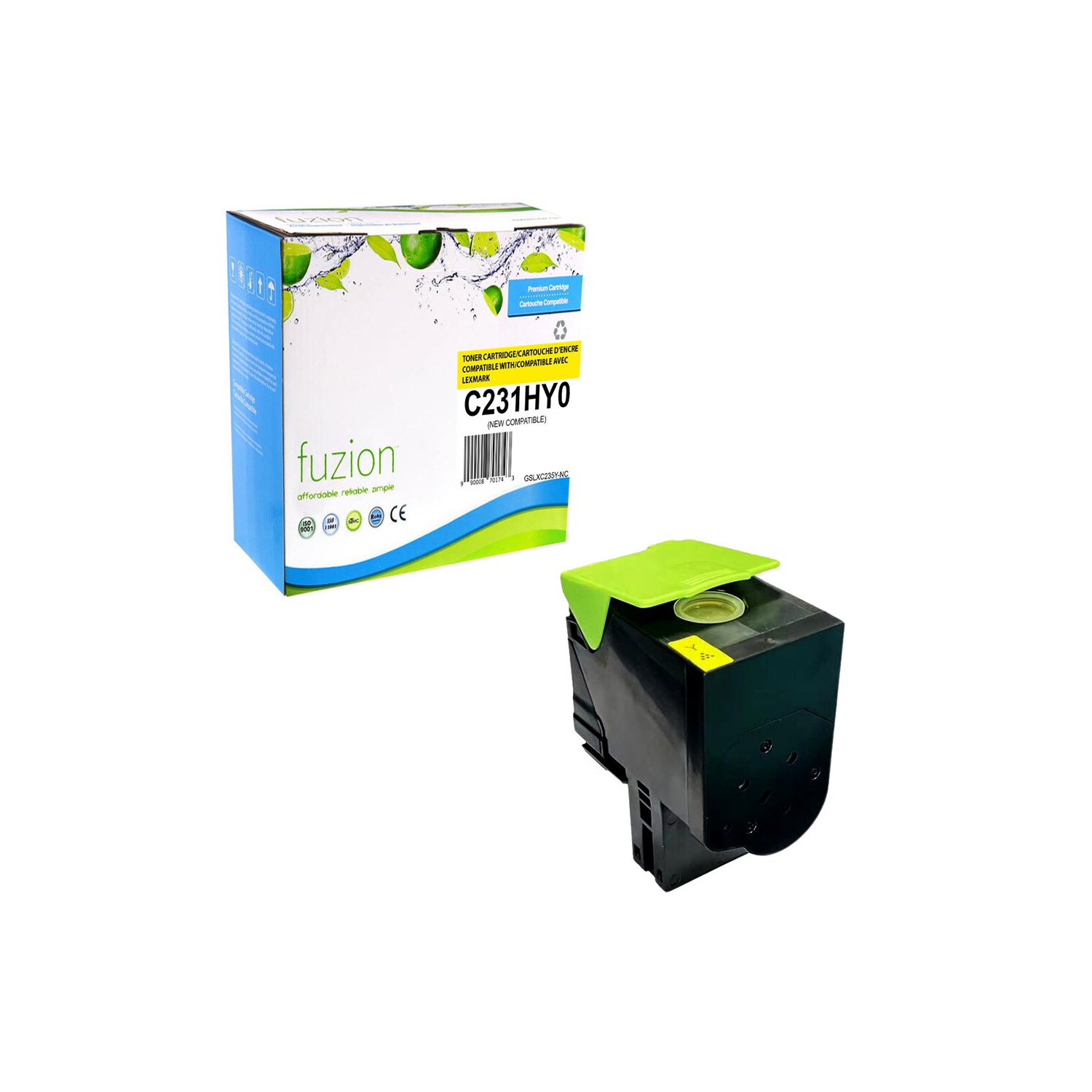 Cartouche d'encre en poudre à rendement élevé compatible avec Lexmark C231HY0 de FUZION - Jaune