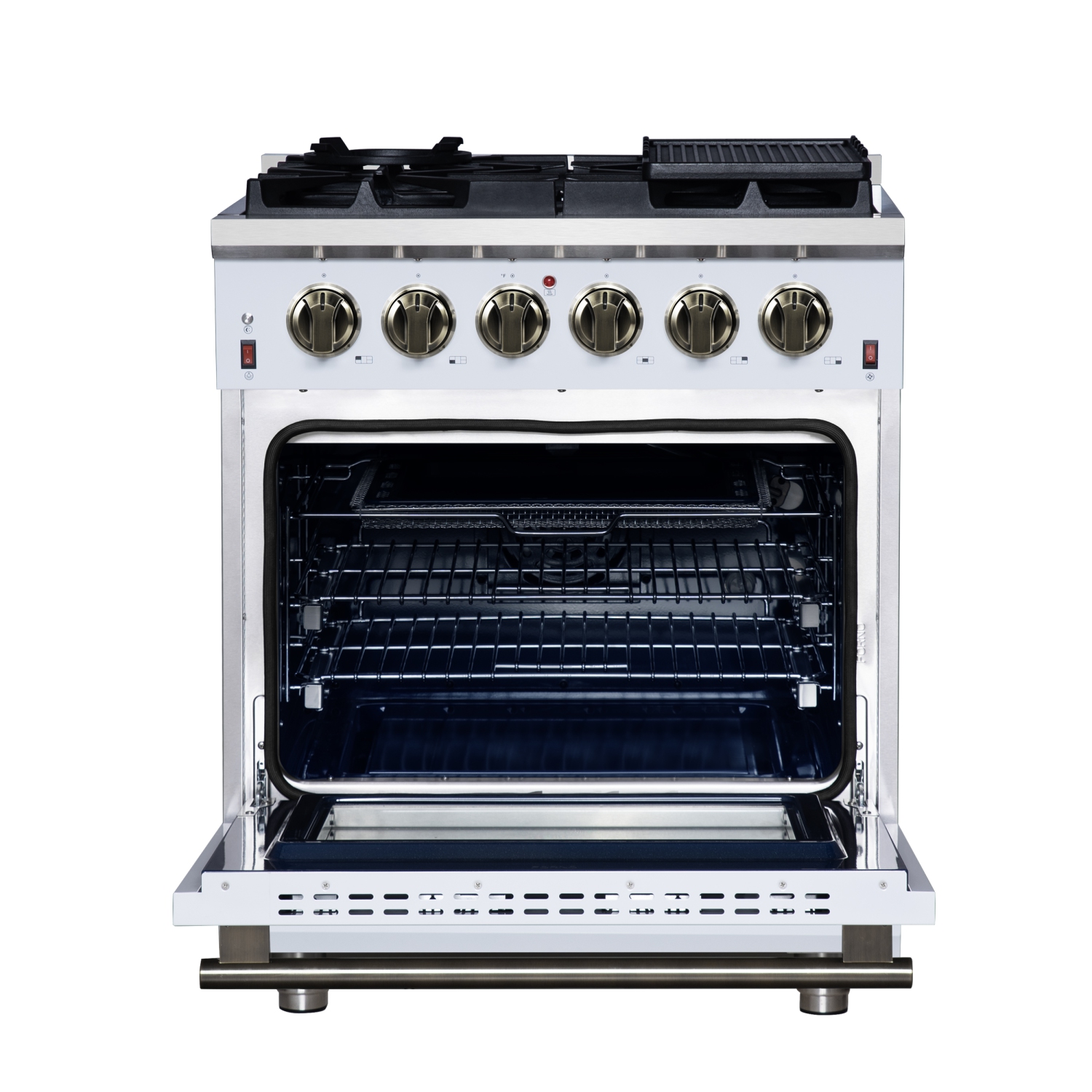 Forno Massimo – Cuisinière à gaz autonome blanche de 30 po, 4 brûleurs, four à convection véritable