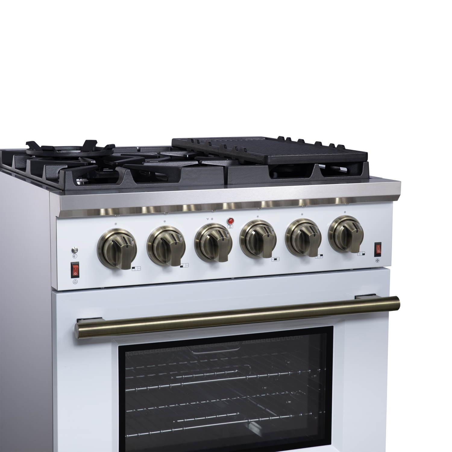 Forno Massimo – Cuisinière à gaz autonome blanche de 30 po, 4 brûleurs, four à convection véritable