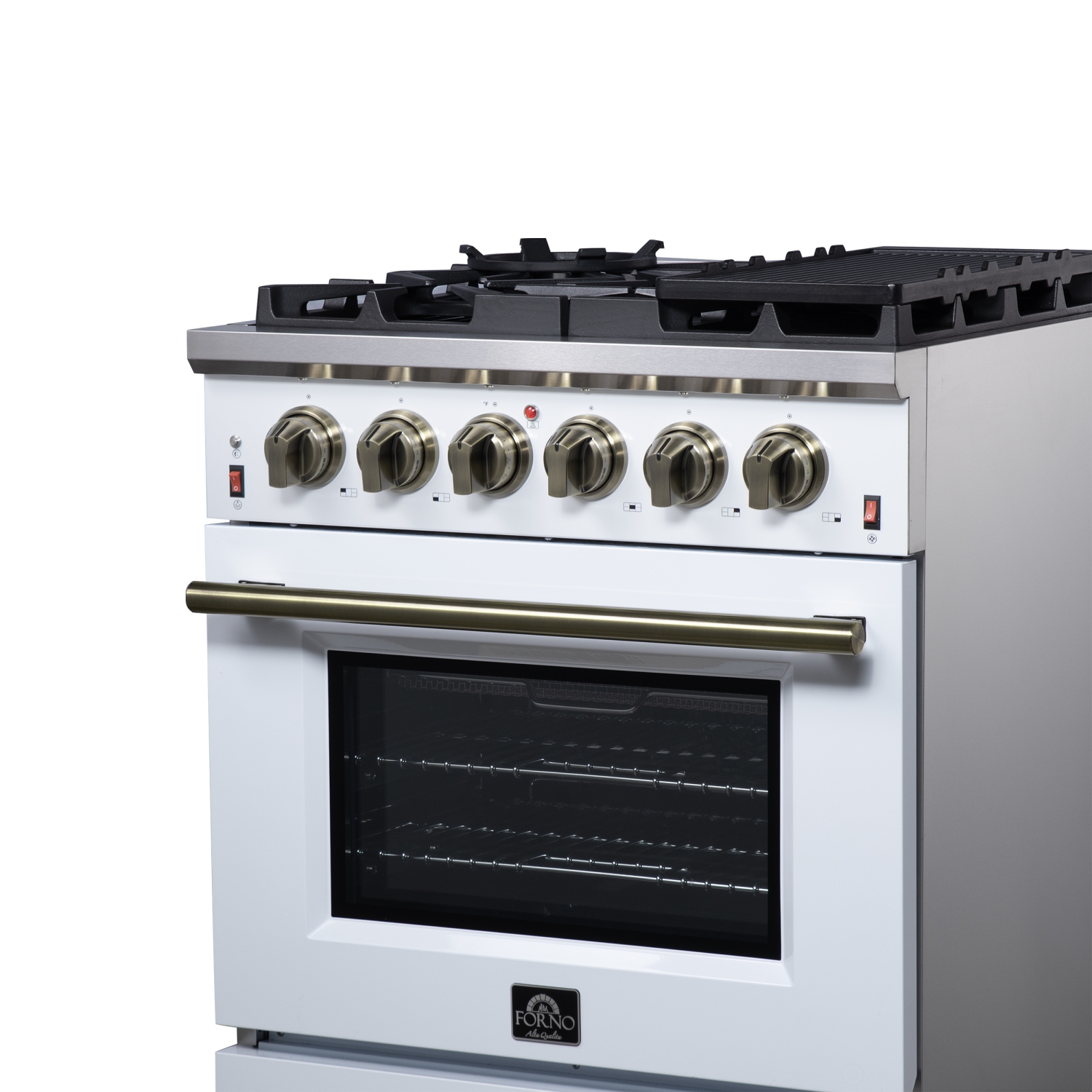 Forno Massimo – Cuisinière à gaz autonome blanche de 30 po, 4 brûleurs, four à convection véritable