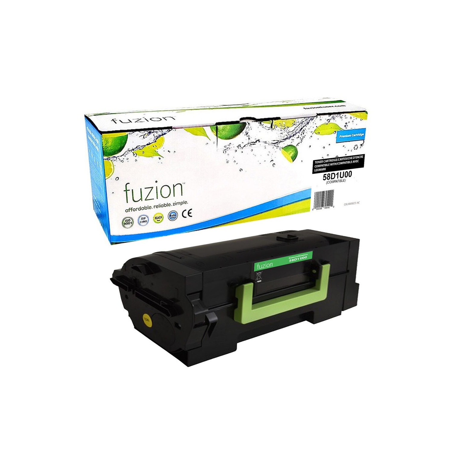 Cartouche d'encre en poudre à très haut rendement compatible 58D1U00 de FUZION pour Lexmark - Noir