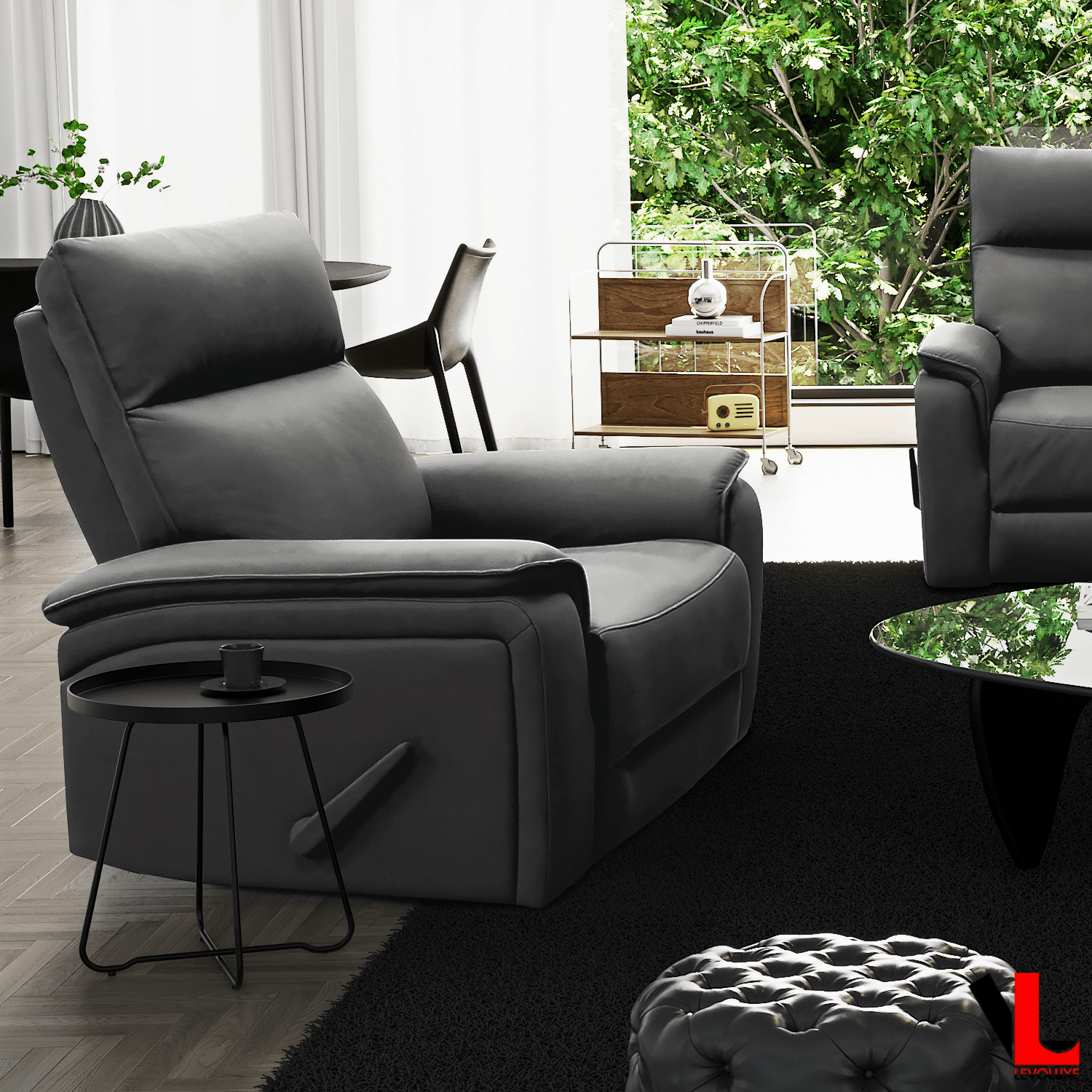 Levoluxe Sereno 36" Rocker Reclining Chair in Jaxxon Smoke
