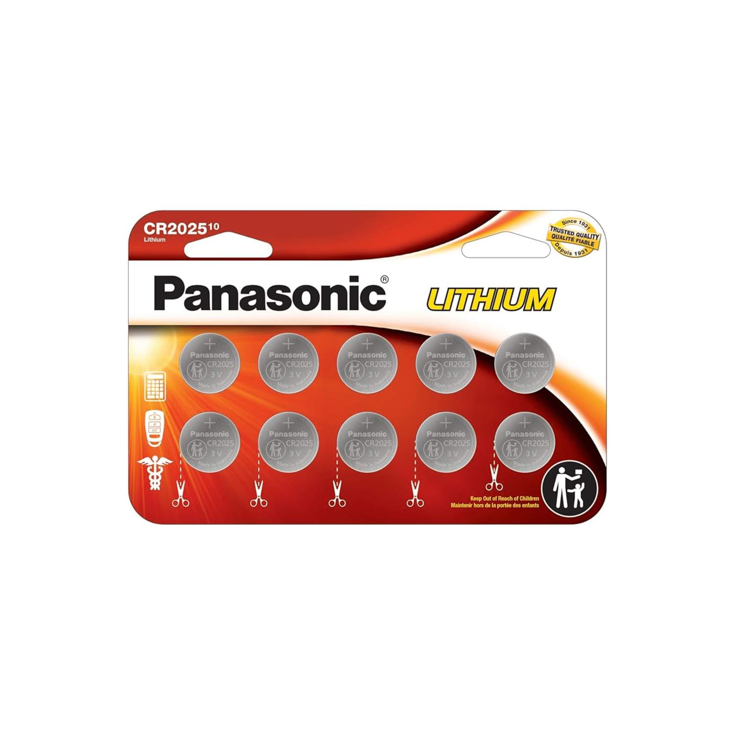 Pile au lithium CR2025-10 de Panasonic