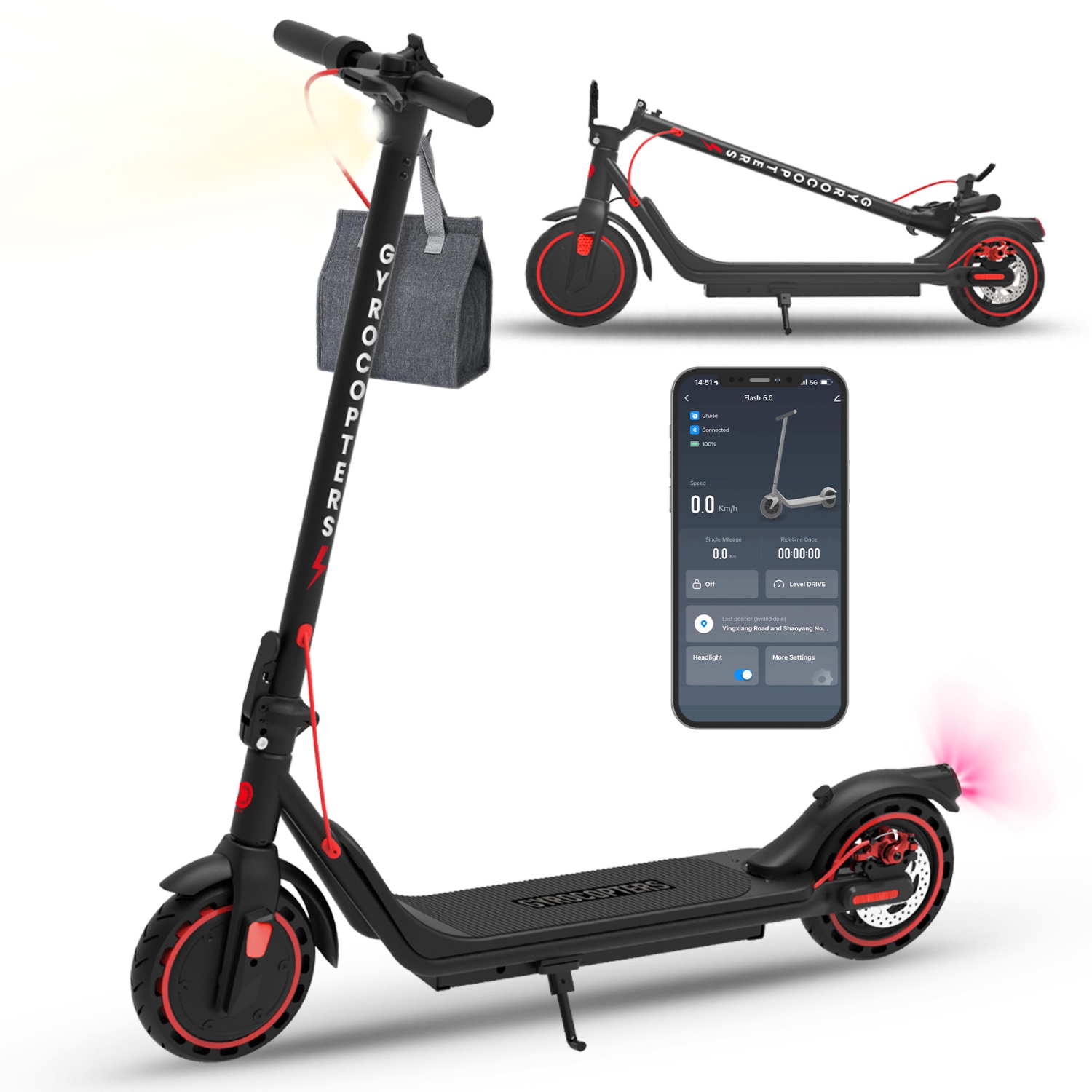 Gyrocopters Flash 6.0 2026 Electric Scooter Adult & Teens, Upgraded Design, 8.5” Burst Proof Tires | UL 2272 Approved | Speed 30km/h, Long Range Upto