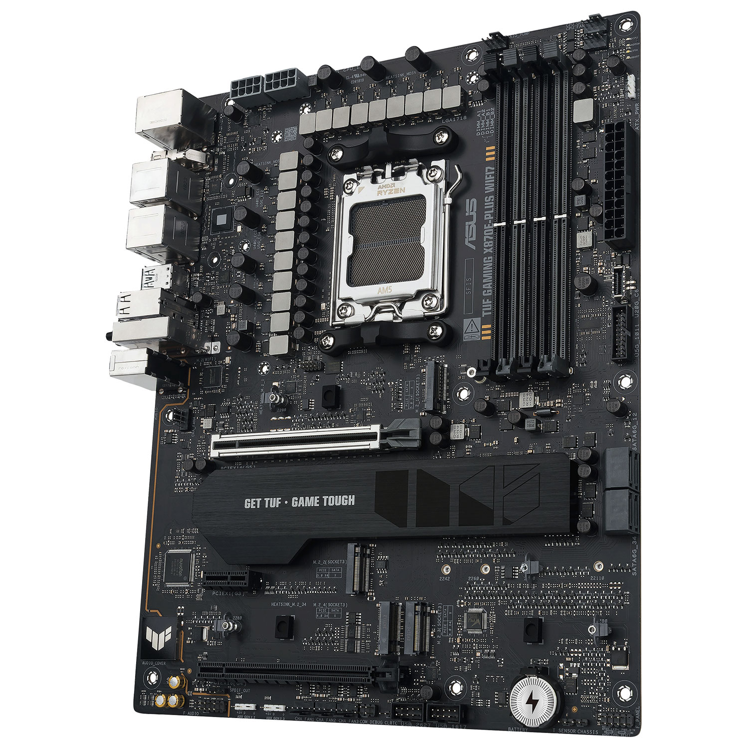 Carte mère DDR5 AM5 Wi-Fi 7 TUF GAMING X870E-PLUS d'ASUS pour processeurs Ryzen 9000 d'AMD