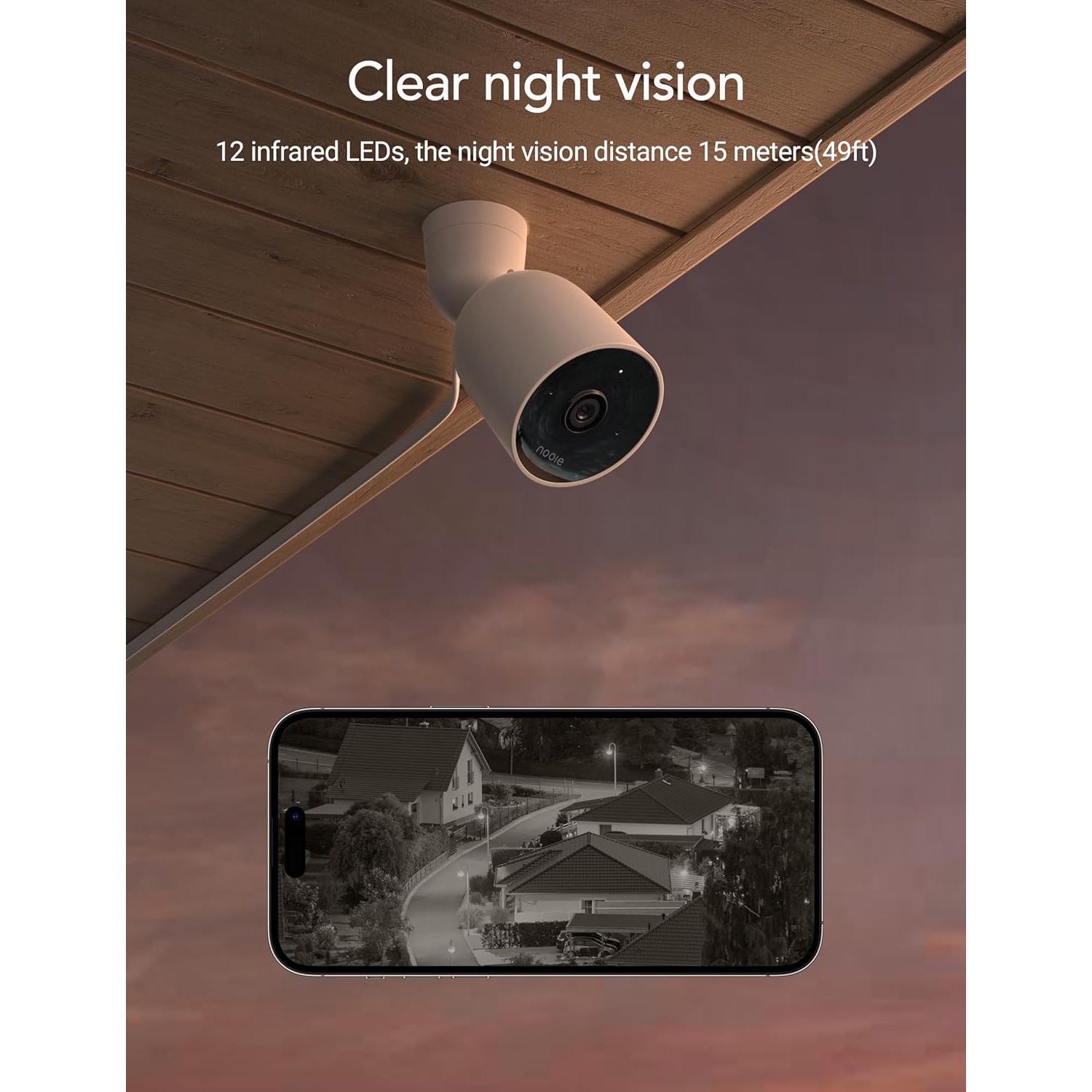 Nooie Outdoor Security Camera, WiFi IP Camera with FHD 1080P, Home Surveillance Bullet Camera with Night Vision, IP66 Waterproof, 2-Way Audio, Motion