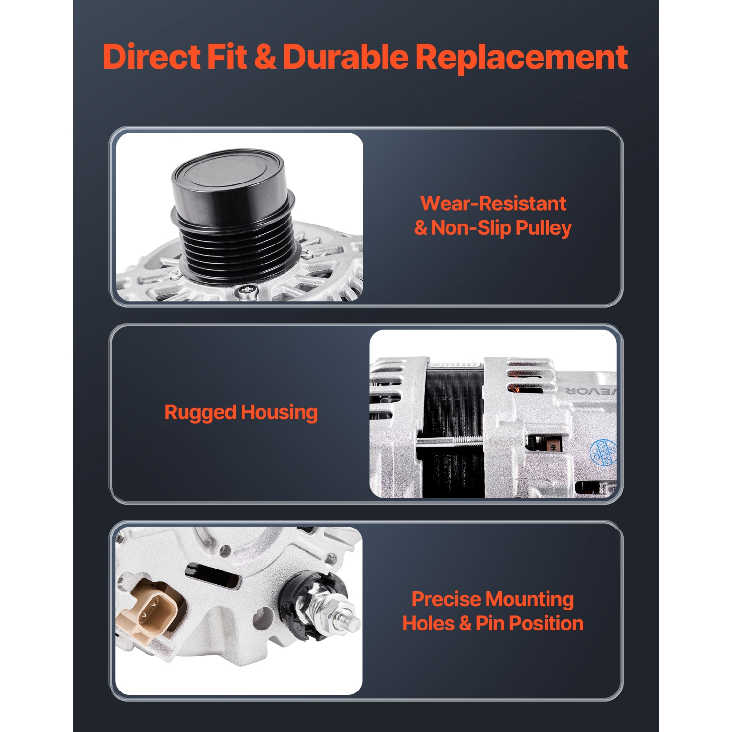 VEVOR 11440 Car Alternator,Fit for Dodge Journey SE Value 2.4L 2020,SXT 2.4L 2012-2018,Crossroad 2016-2020,L4 2009-2020,Replacement Alternator