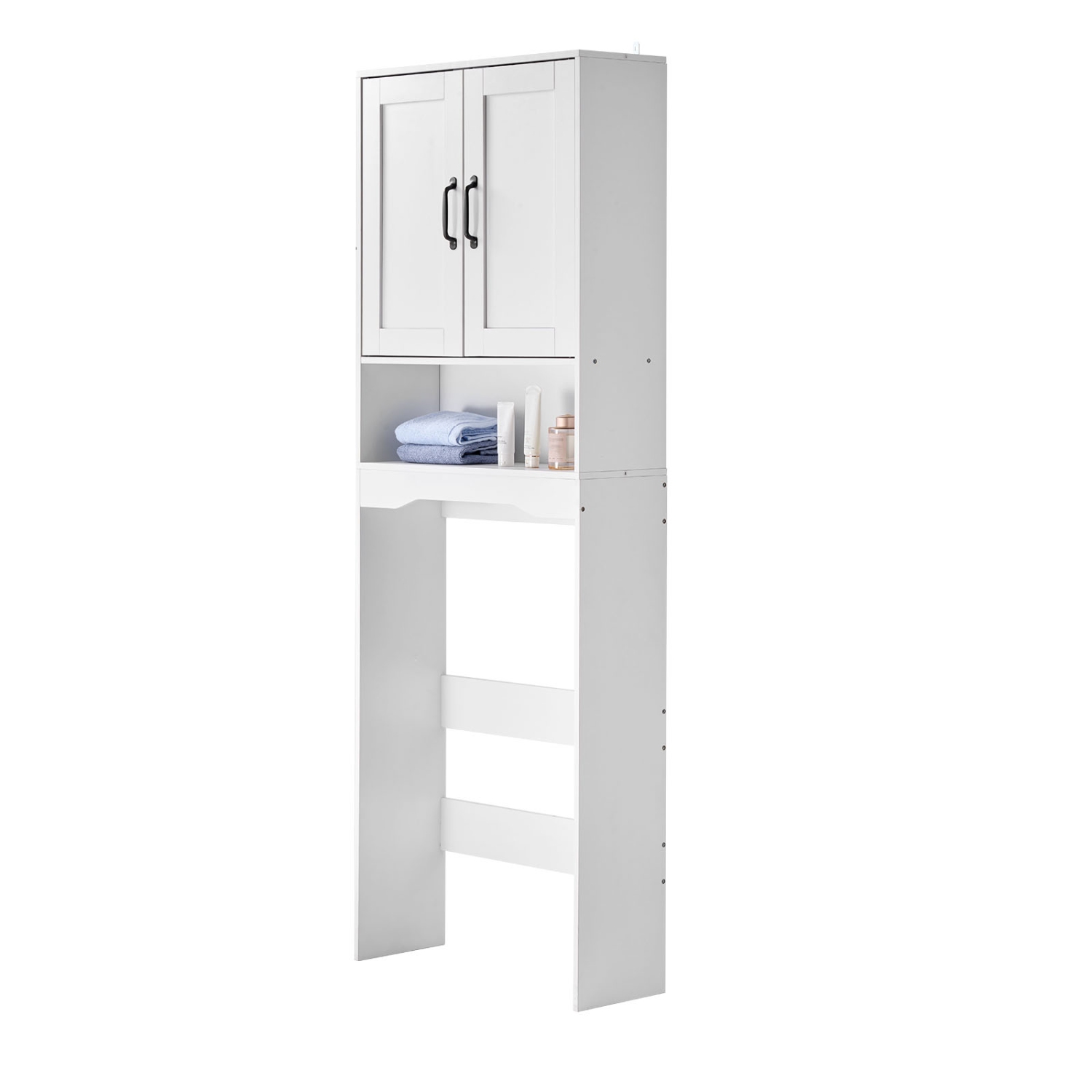 VEVOR 65 in Height Over The Toilet Storage Cabinet, Bathroom Storage Organizer with Double Door and Adjustable Shelf, Bathroom Space Saver Organizer