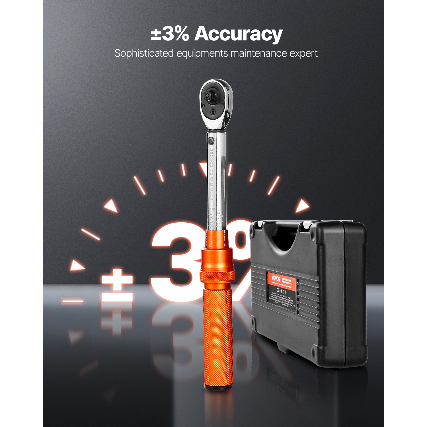 VEVOR 72-Tooth Click Torque Wrench Set, 1/4Inch Drive, 20-240 lbf-in / 2.3-27.1N.m, Dual-direction and Dual Range Scales, ±3% High Precision, with