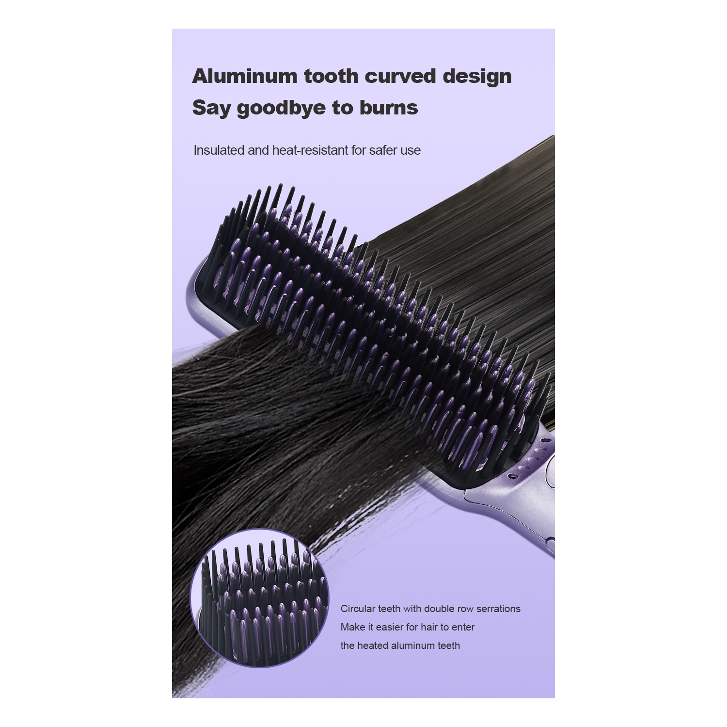 Séchoir à air chaud Multifonctions Fer à friser Fer à friser Blow Air chaud/froid Peigne à friser LCD Écran LCD à peigne léger - Noir