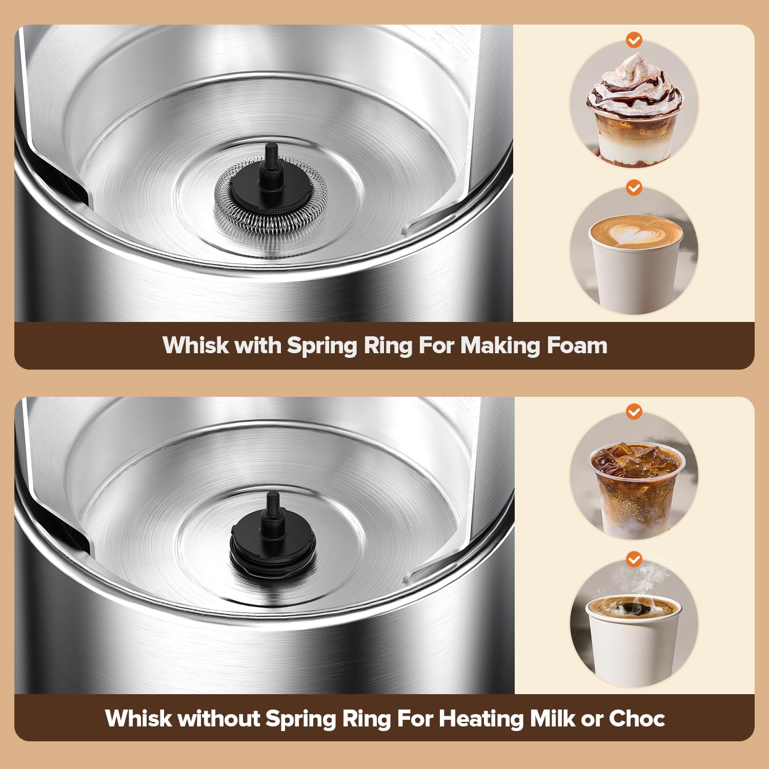 Milk Frother and Steamer,Large Capacity Detachable Electric Milk Frother,Automatic Warm & Cold Foam Maker,Hot Chocolate Maker