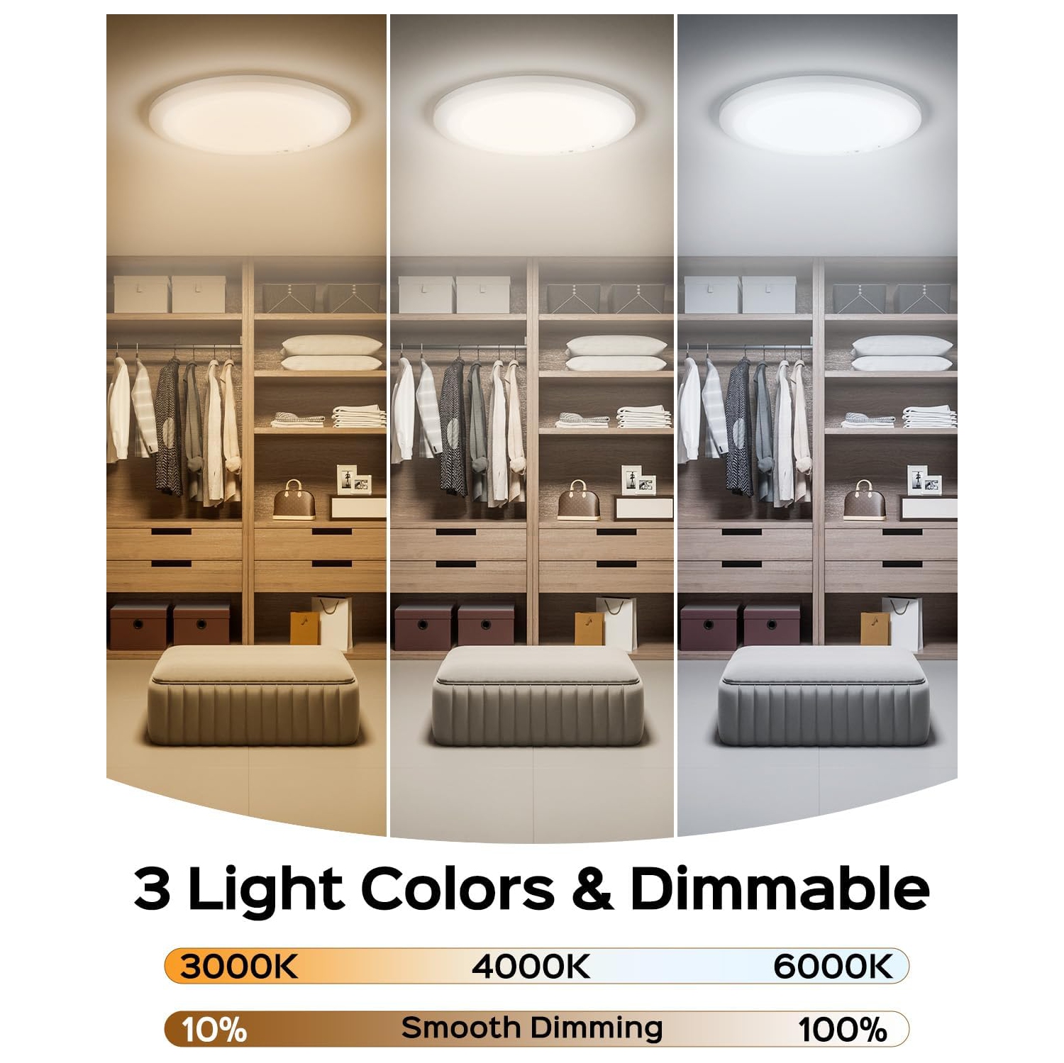 Lampe de plafond rechargeable à capteur de mouvement avec télécommande, éclairage intelligent pour garde-robe, lampes de douche magnétiques LED,