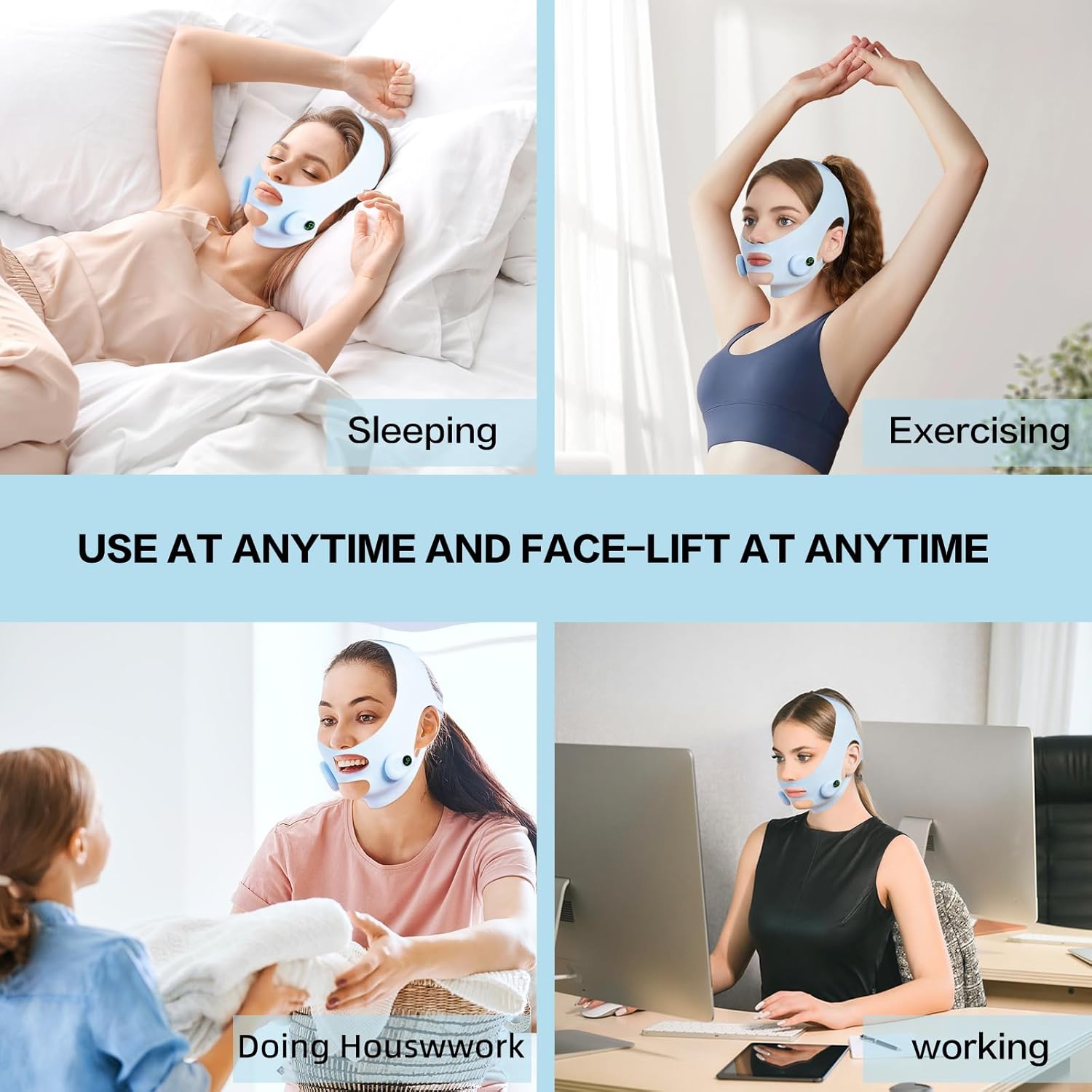 V-Shaped Face Massage Machine Double Chin Reducer,Electric Double Chin Reducer & Face Lifting Device,Facial Massager Mask for Lifting Firming