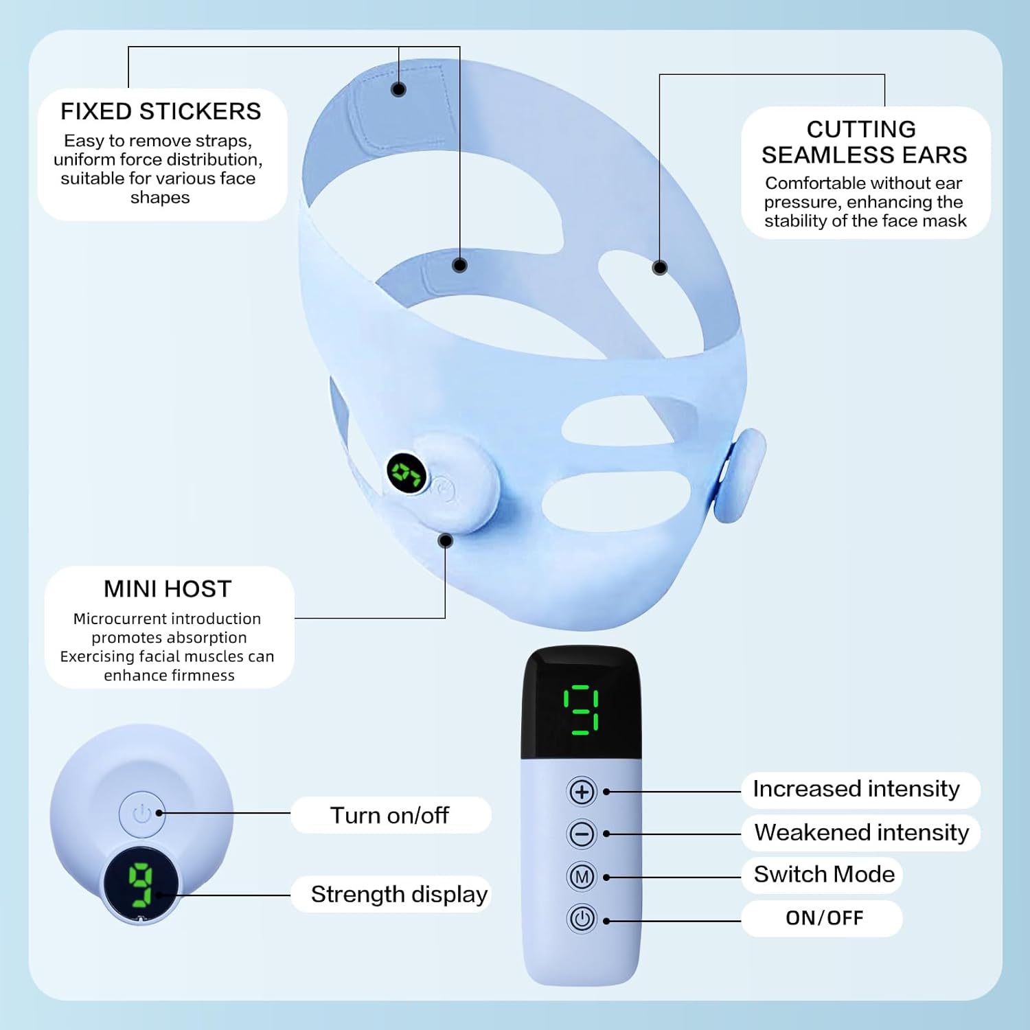 V-Shaped Face Massage Machine Double Chin Reducer,Electric Double Chin Reducer & Face Lifting Device,Facial Massager Mask for Lifting Firming