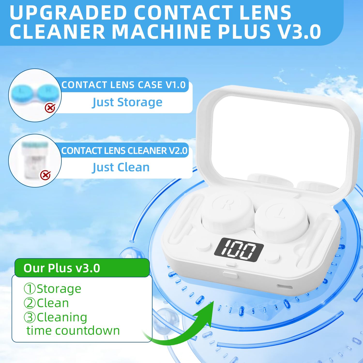Machine de nettoyage de lentilles de contact, nettoyant de lentilles de contact ultrasonique, vibrations haute fréquence pour le nettoyage des