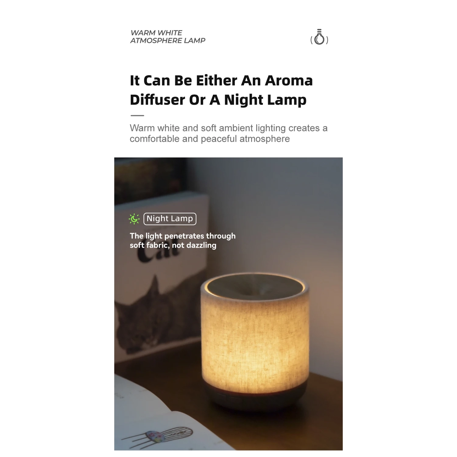 Diffuseur ultrasonique d'aromathérapie à huiles essentielles 200&nbsp;ml pour la maison Bureau Humidificateur d'aromathérapie pour la chambre à