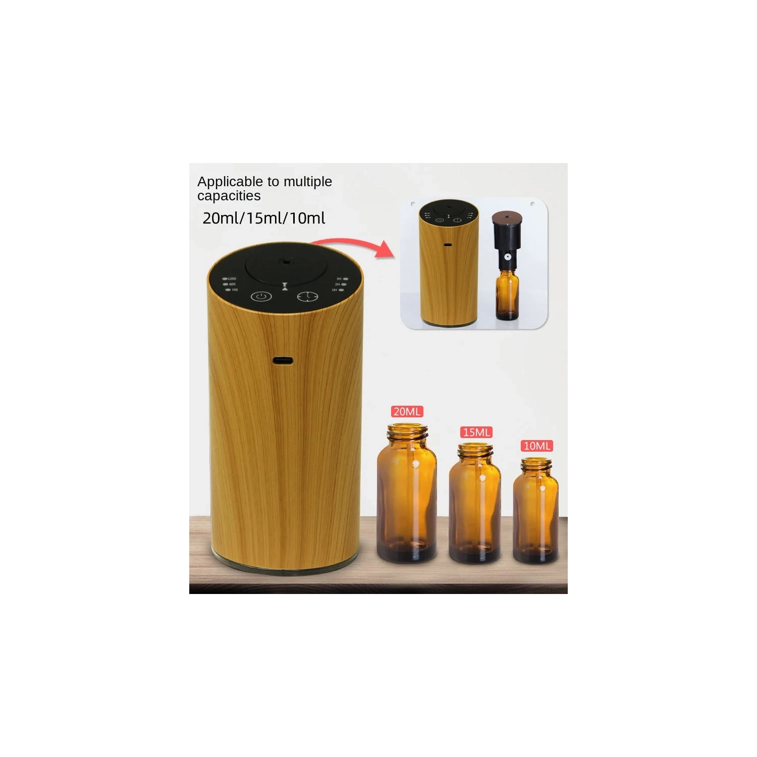 Wood Grain Aroma Diffuser, Office Car Diffuser, Large Mist Desktop Diffuser, Essential Oil Fragrance Diffuser, Air Fragrance Purifier - Dark Wood