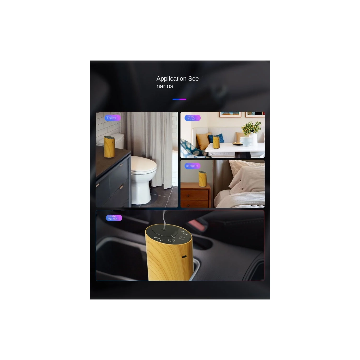 Wood Grain Aroma Diffuser, Office Car Diffuser, Large Mist Desktop Diffuser, Essential Oil Fragrance Diffuser, Air Fragrance Purifier - Dark Wood