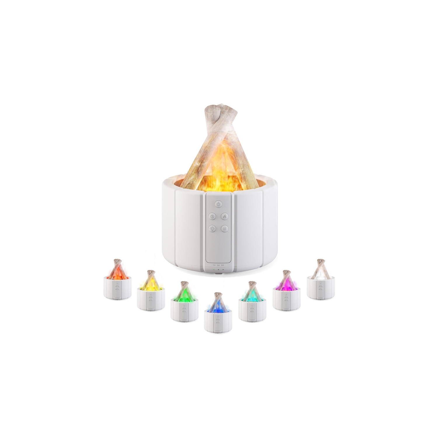 Colorful Simulated Flame Aroma Diffuser Home Silent Fragrance Small Desktop USB Humidifier Aroma Diffuser - White