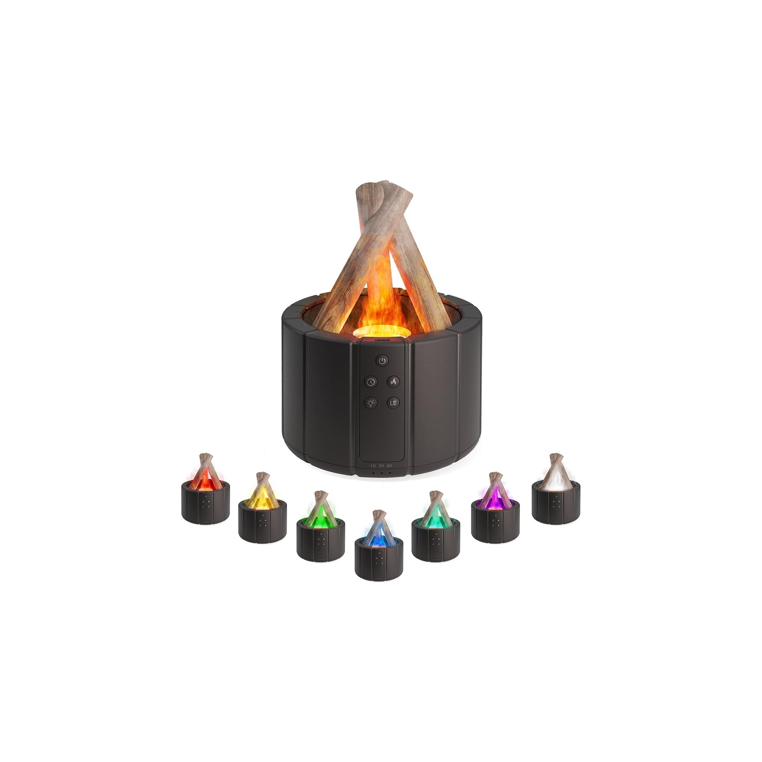 Diffuseur d'arôme coloré simulé de flamme Home Parfum silencieux Petit diffuseur d'arôme USB de bureau - Noir