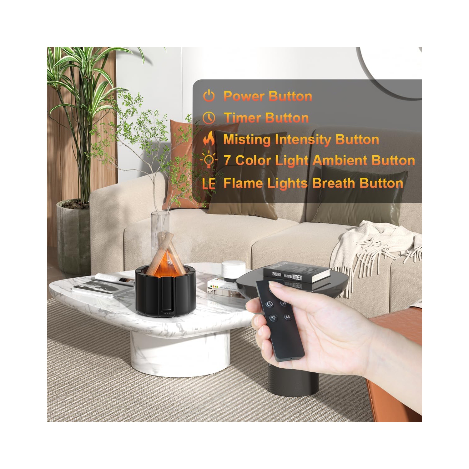 Diffuseur d'arôme coloré simulé de flamme Home Parfum silencieux Petit diffuseur d'arôme USB de bureau - Noir