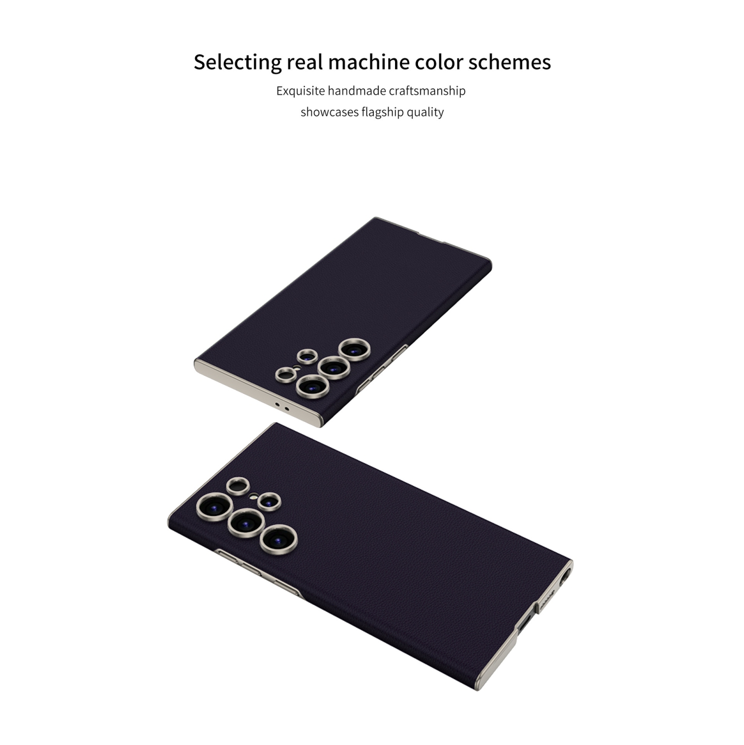 Pour le S23 Ultra de Samsung&nbsp;: Boîtier incurvé Business couleur unie en cuir uni résistant aux chutes - Noir titane - Noir titane