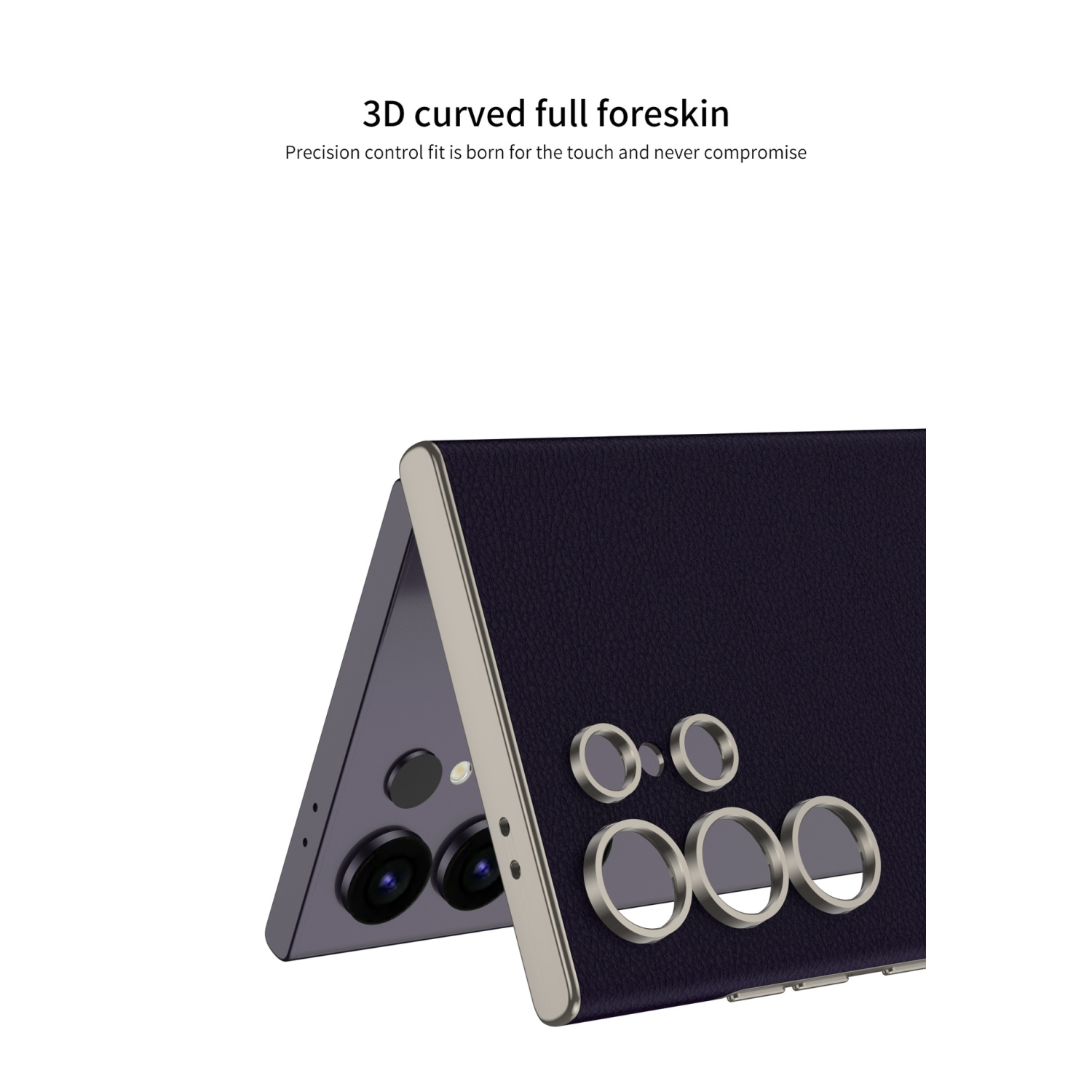 Pour le S23 Ultra de Samsung&nbsp;: Boîtier incurvé Business couleur unie en cuir uni résistant aux chutes - Noir titane - Noir titane