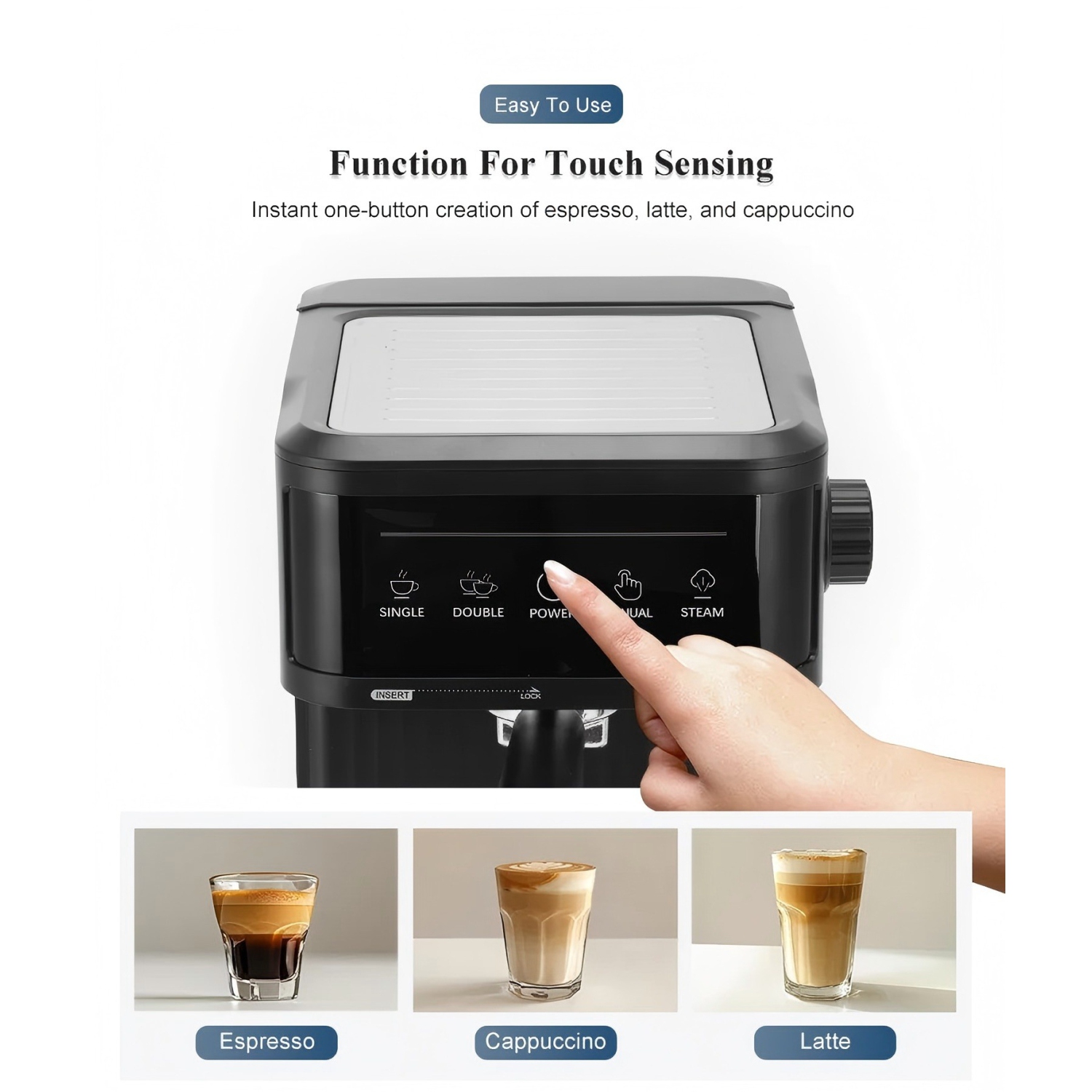 Small Semi-Automatic 20-Bar Espresso Machine for Home Use with Milk Frother and Touch Switch - 868 Black US Plug - US Standard Plug