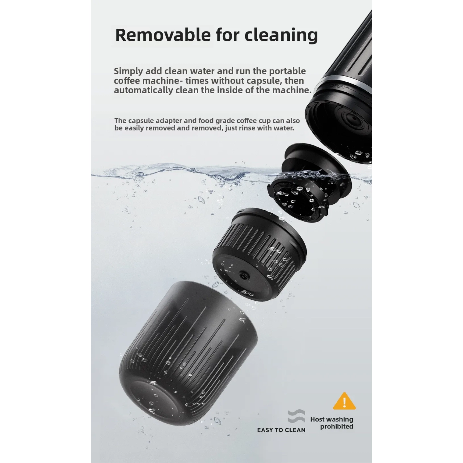 Portable espresso machine, new wireless heating electric espresso machine with rechargeable powder capsules, portable for outdoor travel and car use