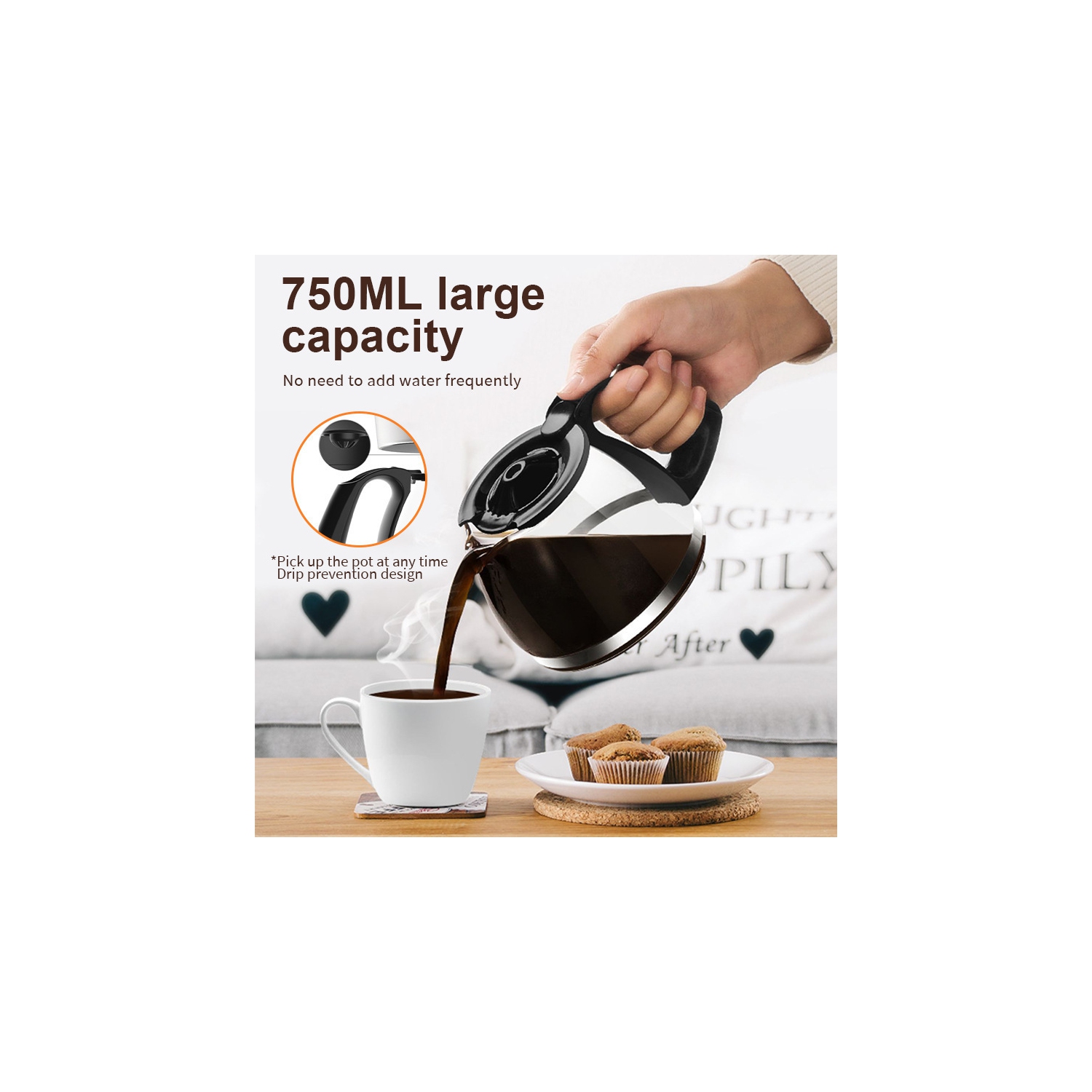 Machine à café filtre entièrement automatique de 110 V Machine à thé américaine Cafetière à thé au lait 110&nbsp;V Cafetière américaine standard