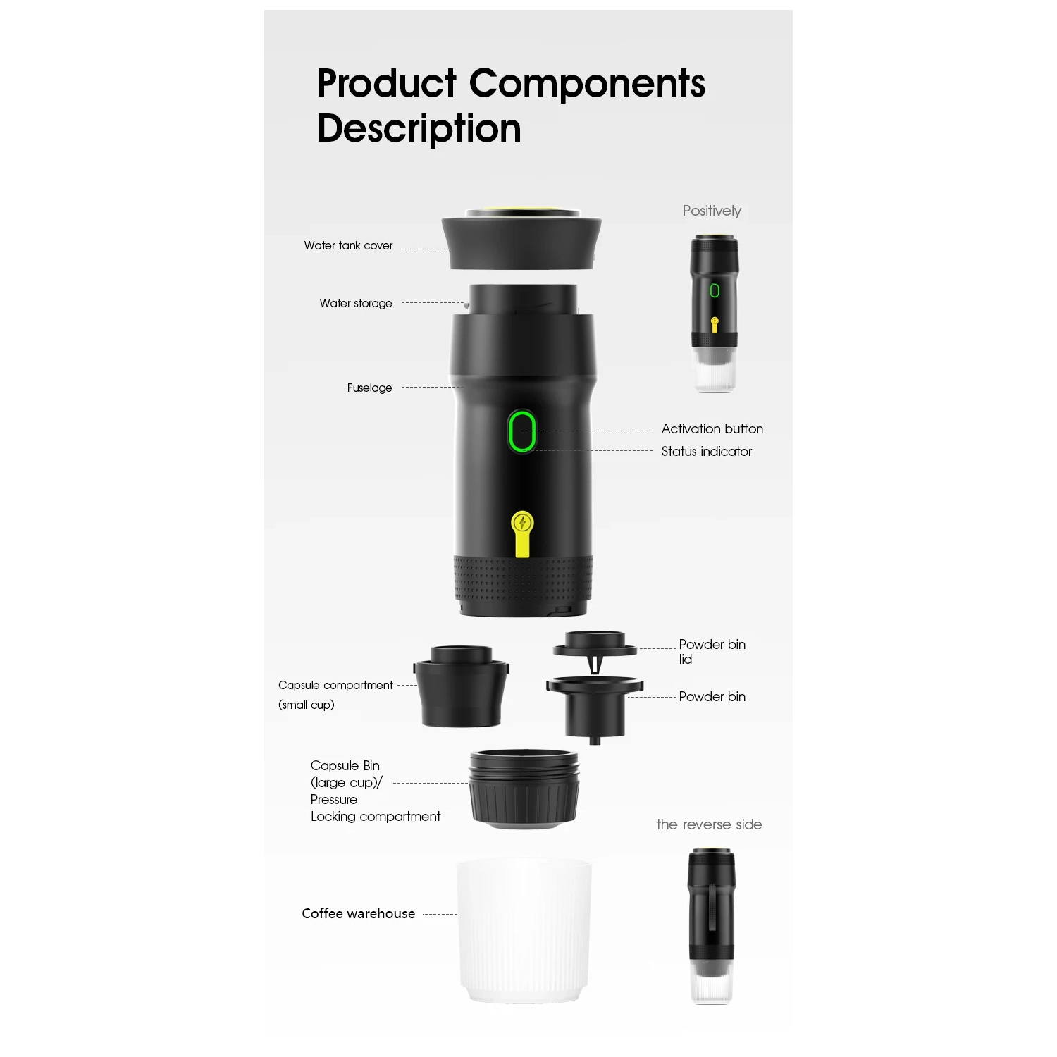 Cafetière portative à capsules, mini capsules de café de voyage pour l'extérieur, cafetière portative sans fil avec capsules de café American