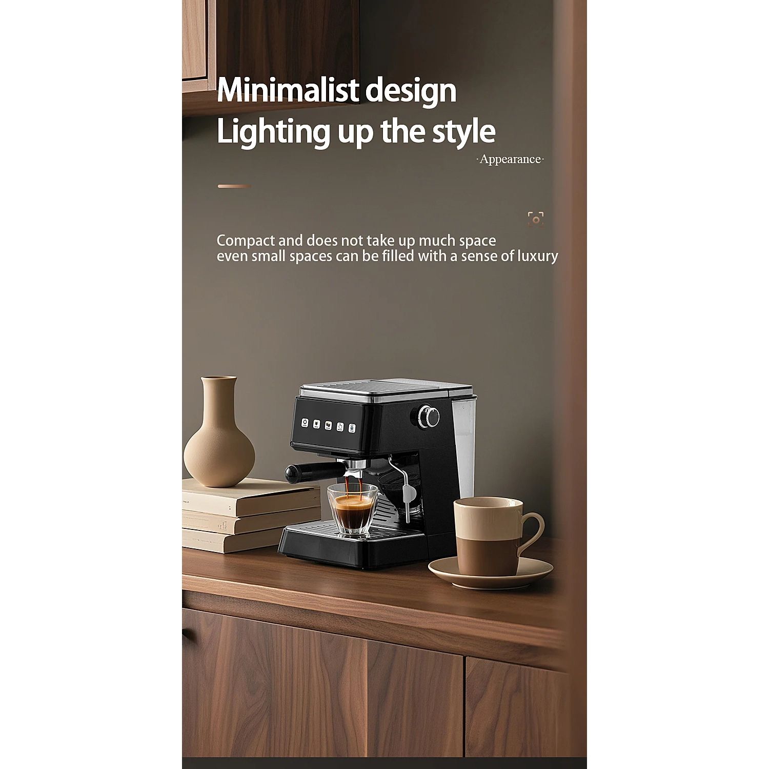 Machine à espresso multifonctionnelle | Extraction haute pression de 20 bars + moussoir à lait à vapeur, Espresso et latte à une touche - Écran blanc