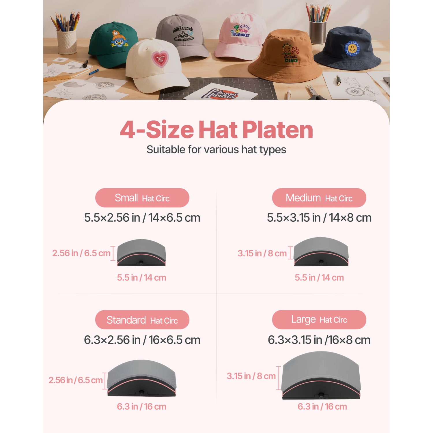 VEVOR Hat Heat Press Machine, with 4pcs Interchangeable Platens, Precise Temperature and Time Control, Hat Press for HTV Iron On and Sublimation