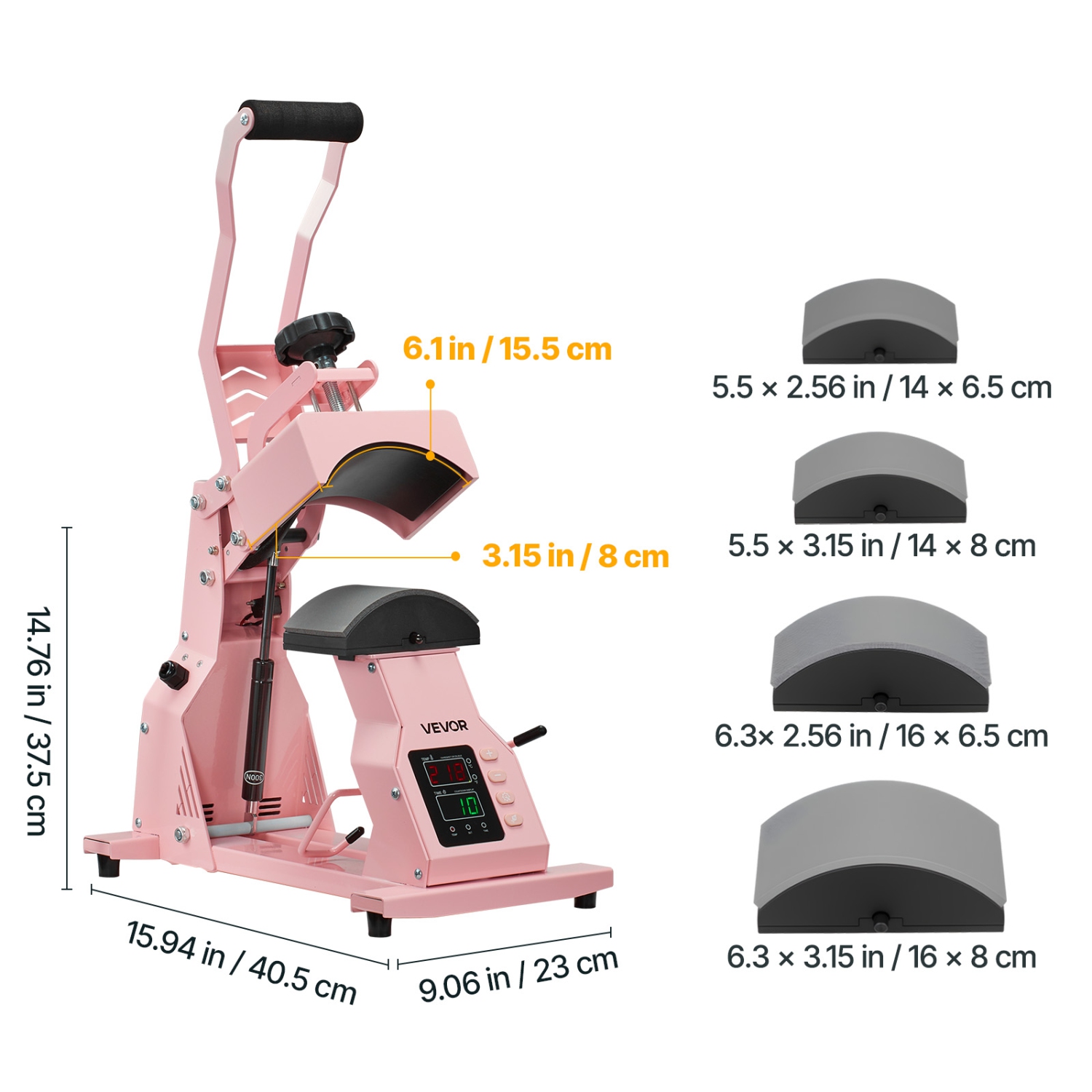 VEVOR Hat Heat Press Machine, with 4pcs Interchangeable Platens, Precise Temperature and Time Control, Hat Press for HTV Iron On and Sublimation