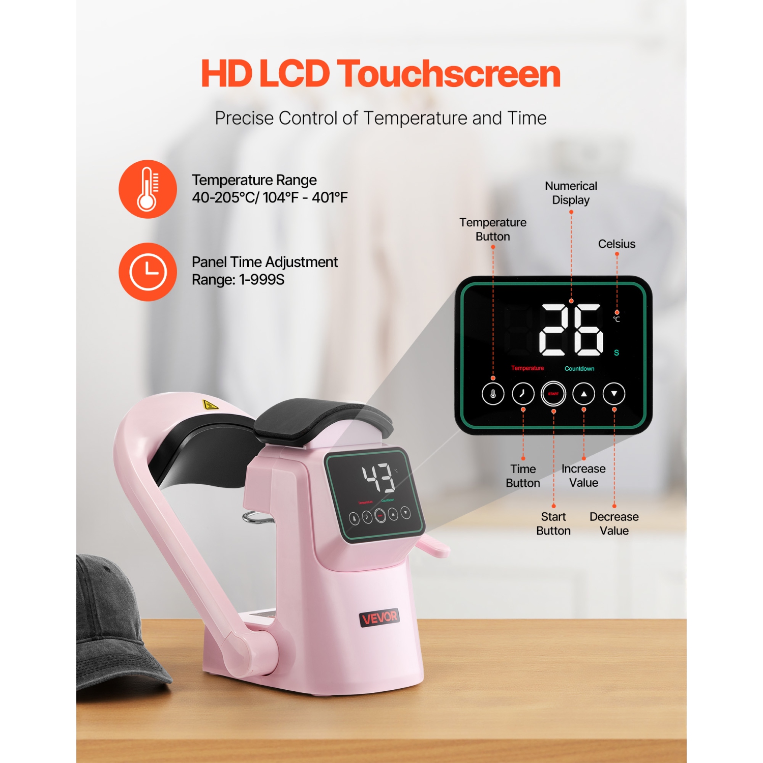 VEVOR Auto Hat Heat Press Machine, with 2pcs Interchangeable Platens, Automatic Open and Release, Touchscreen for Precise Time and Temperature