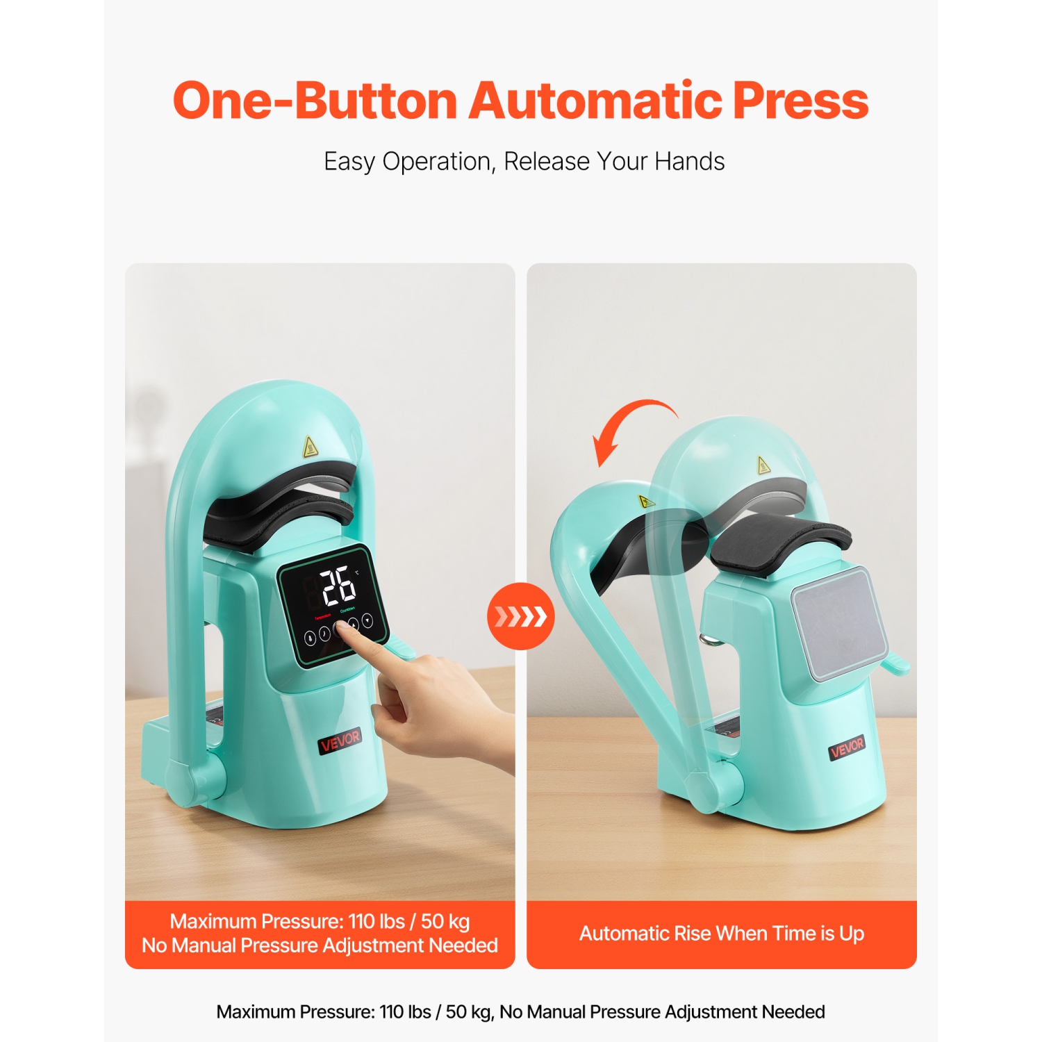 VEVOR Auto Hat Heat Press Machine, with 2pcs Interchangeable Platens, Automatic Open and Release, Touchscreen for Precise Time and Temperature