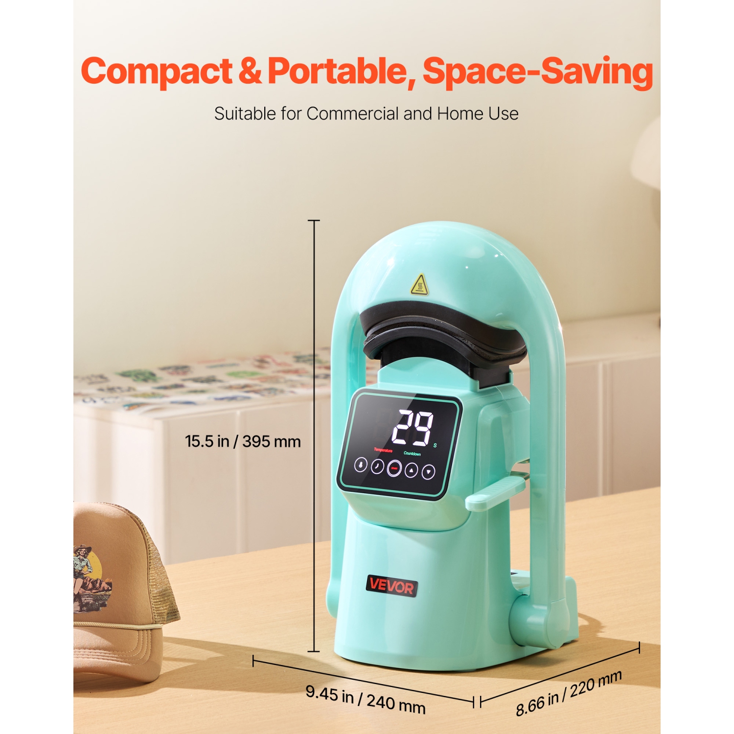 VEVOR Auto Hat Heat Press Machine, with 2pcs Interchangeable Platens, Automatic Open and Release, Touchscreen for Precise Time and Temperature