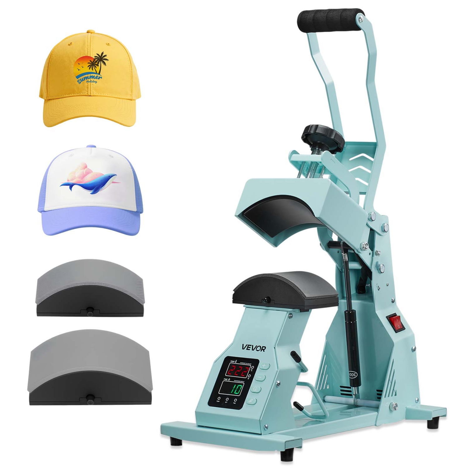 VEVOR Hat Heat Press Machine, with 2pcs Interchangeable Platens, Precise Temperature and Time Control, Hat Press for HTV Iron On and Sublimation