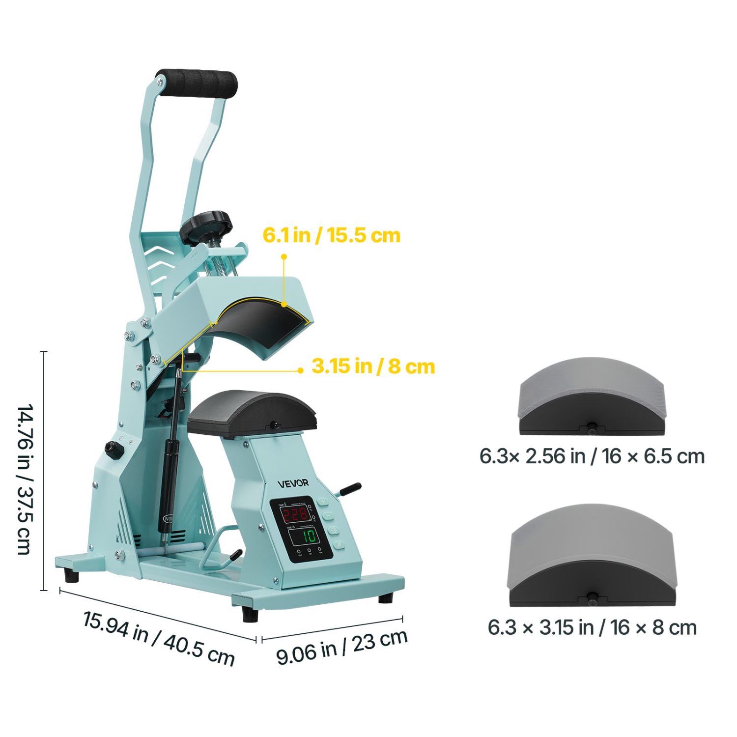 VEVOR Hat Heat Press Machine, with 2pcs Interchangeable Platens, Precise Temperature and Time Control, Hat Press for HTV Iron On and Sublimation