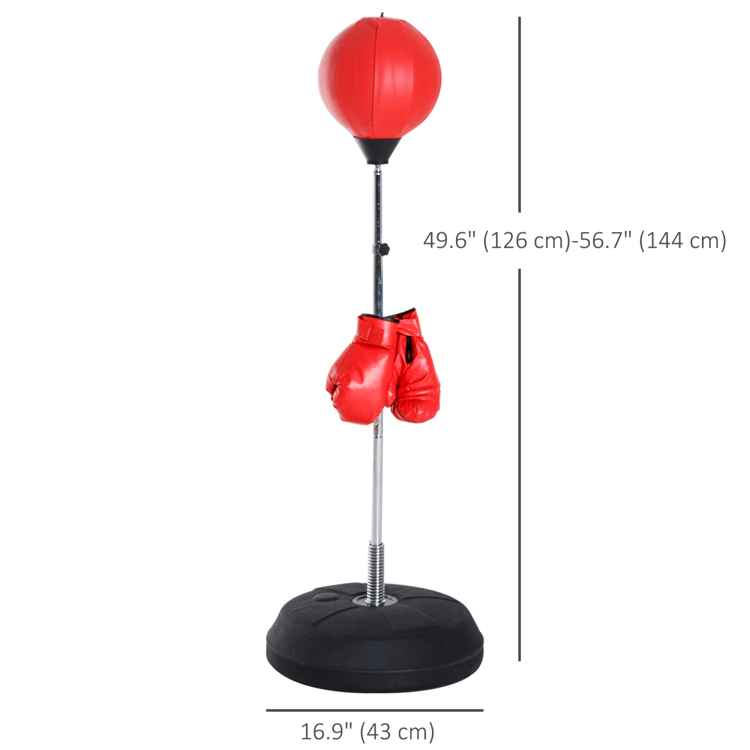 Sac de boxe avec support pour adultes et adolescents de Soozier, sac de perforation autonome à hauteur réglable de 49,6 à 56,7 po, base