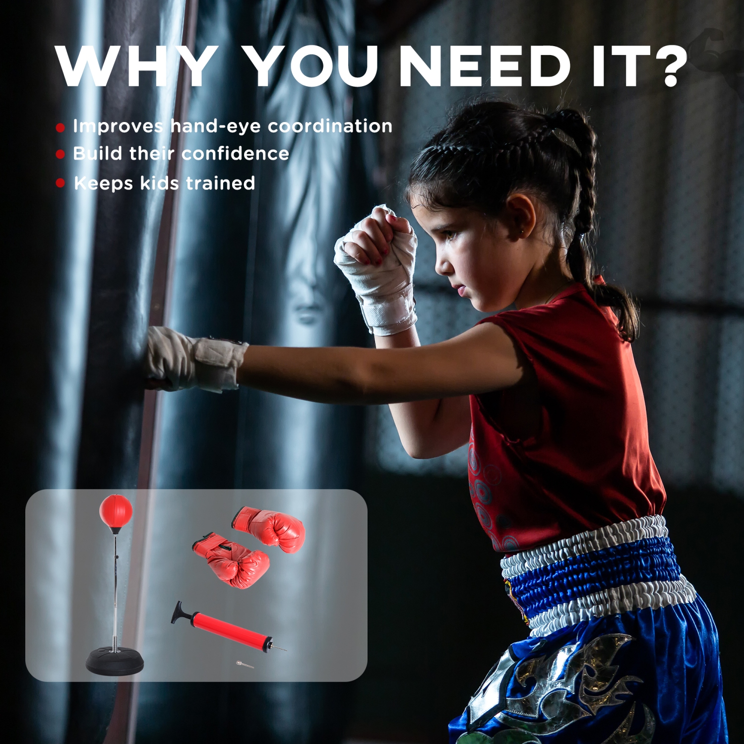 Sac de boxe avec support pour adultes et adolescents de Soozier, sac de perforation autonome à hauteur réglable de 49,6 à 56,7 po, base