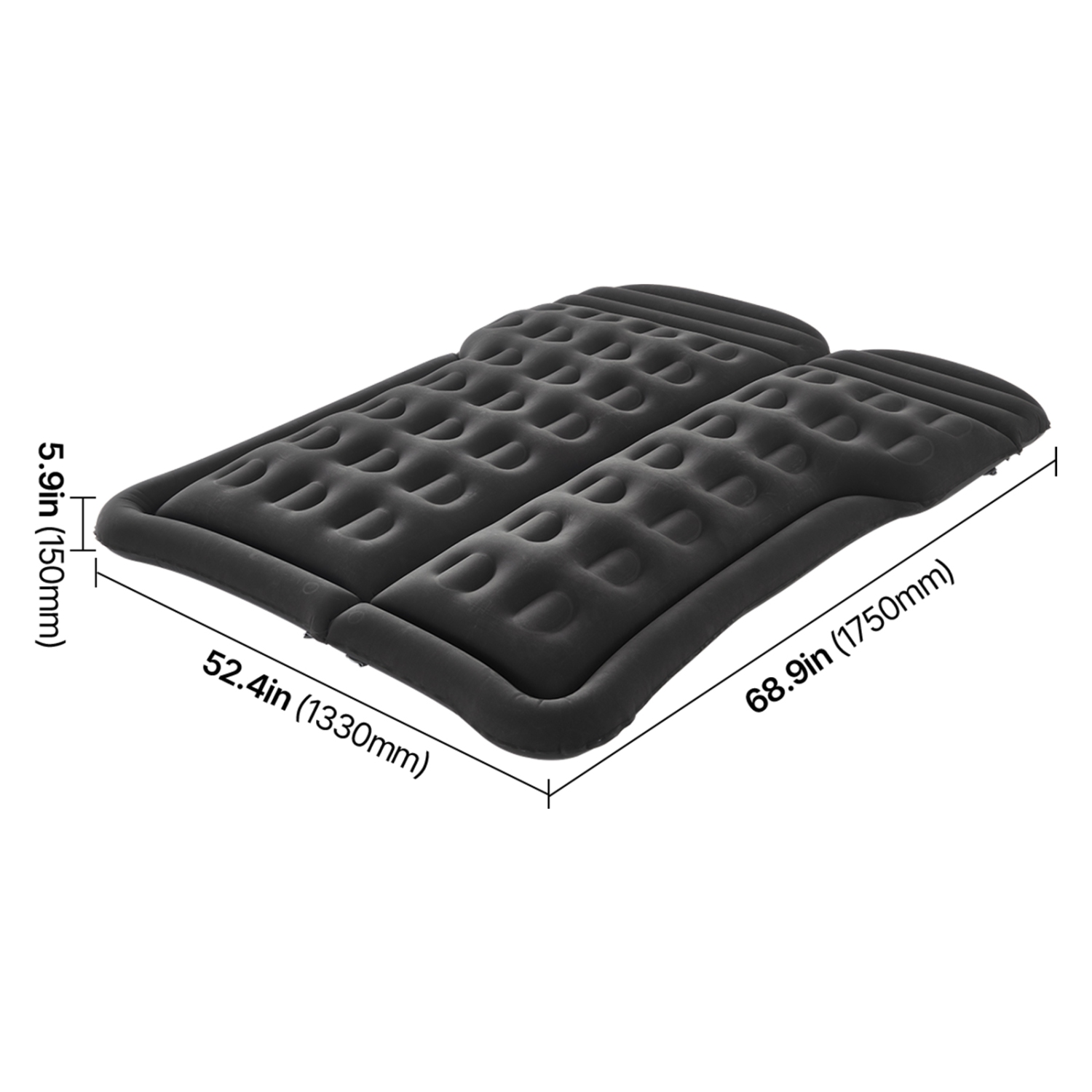 Matelas gonflable pour l'auto VEVOR 2 Pillows, matelas de camping gonflable, lits de voyage épais et floquant, matelas de couchage portatif durable