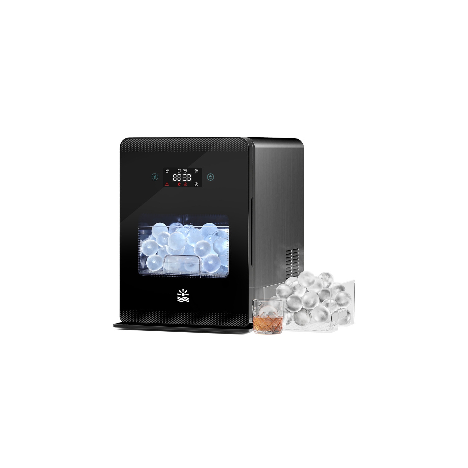 Etust Ice Ball Maker Machine with Ice Scoop & Self-Cleaning - 188 Pcs/24h, 1.97 Inch Ice Spheres, Black