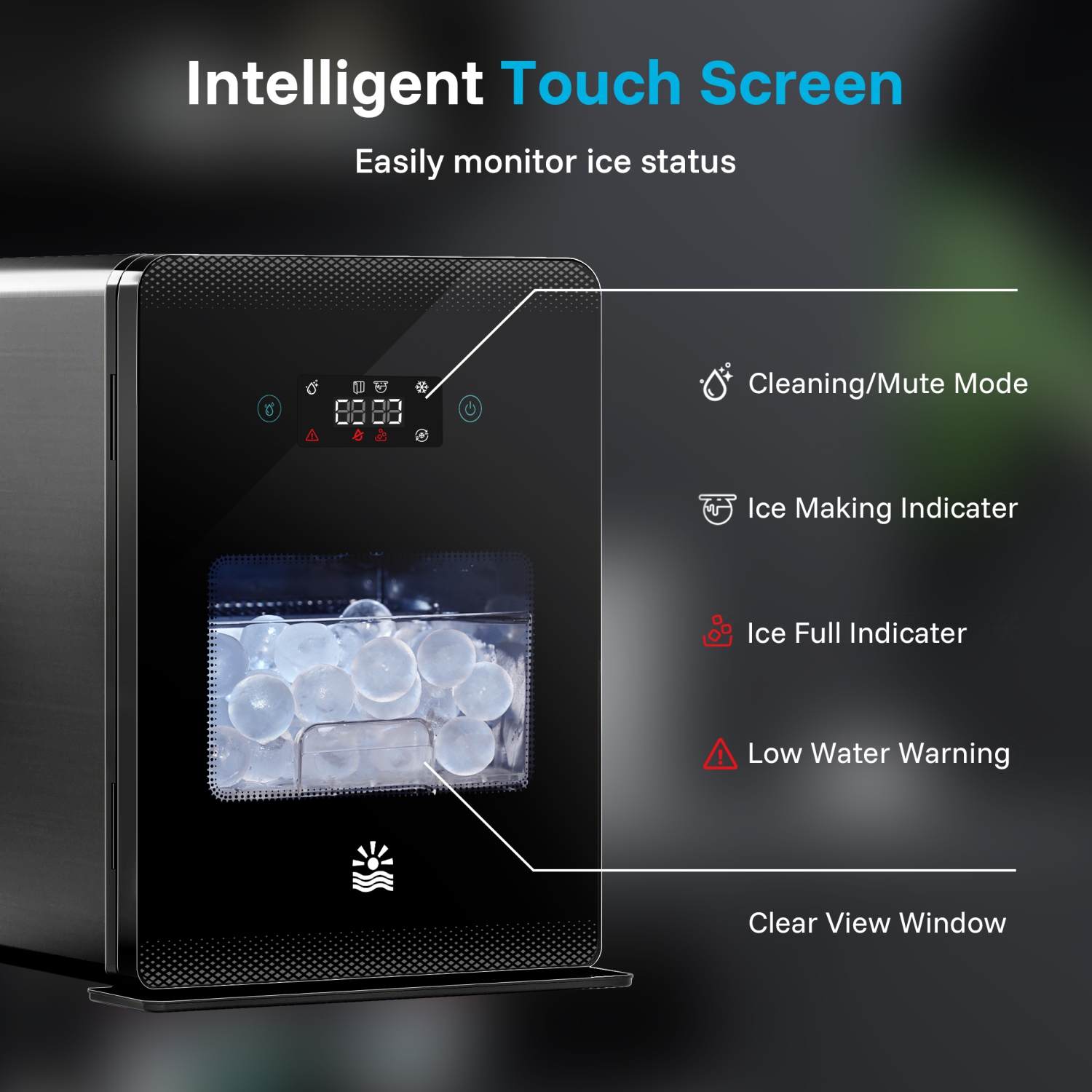 Etust Ice Ball Maker Machine with Ice Scoop & Self-Cleaning - 188 Pcs/24h, 1.97 Inch Ice Spheres, Black